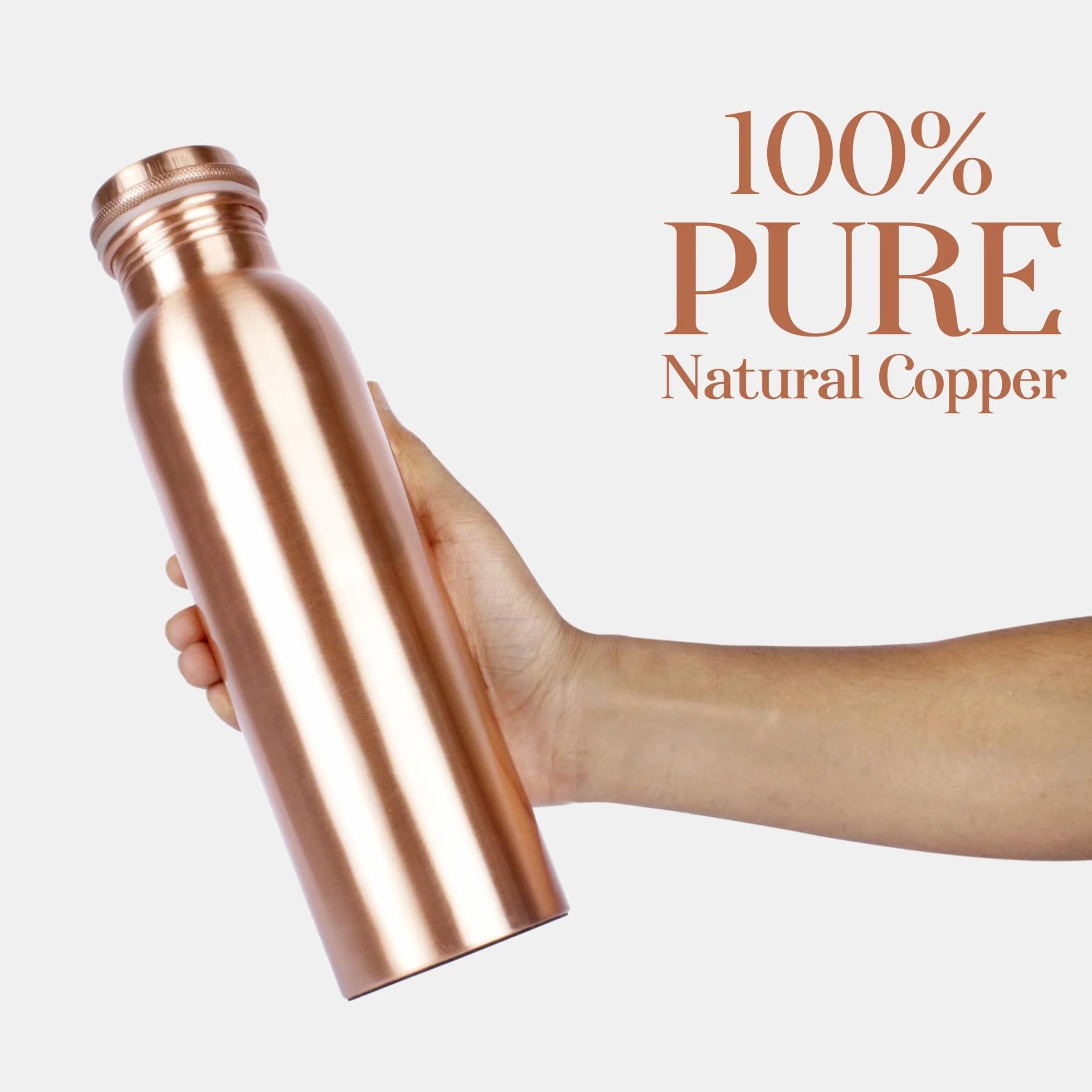 Bottiglia in Rame Puro 1L Vaso Artigianale Fatto a Mano a Prova di Perdite per Bere Benefici Salute Ayurvedica Sport Fitness Yoga
