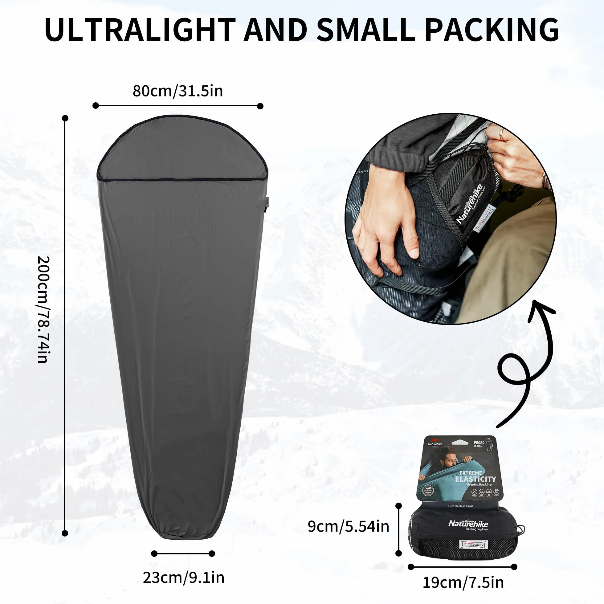 Naturehike Sacco a pelo ultraleggero 390 g Sleeping Bag Liner per backpacking