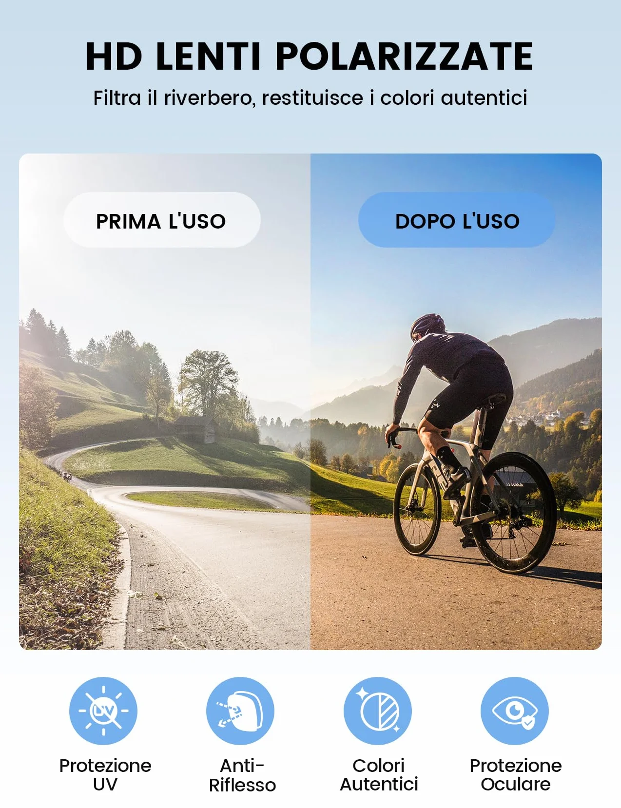 Lamicall Occhiali da Sole Ciclismo Polarizzati UV400 TR90 Telaio Infrangibile Ultraleggero Sportivi Regolabili