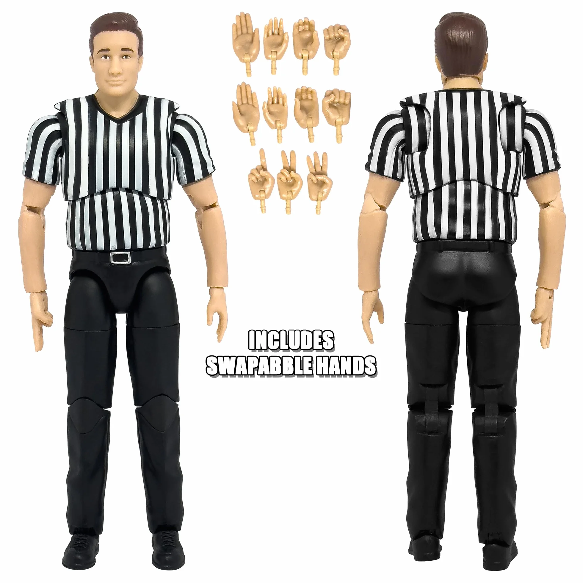 Figures Toy Company Arbitro definitivo con articolazione di lusso per figurine di wrestling WWE