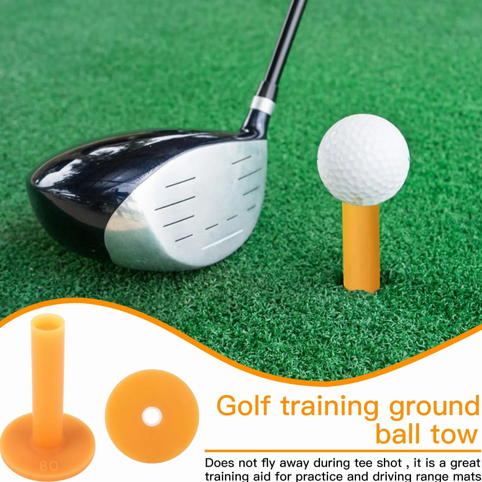 Binnan Tee da Golf in Gomma, Tee da Golf Supporto per Campo Golfs, Tee da Golf Supporto in Gomma - 8 Pezzi Diverse Dimensioni per Driving Range Interni ed Esterni