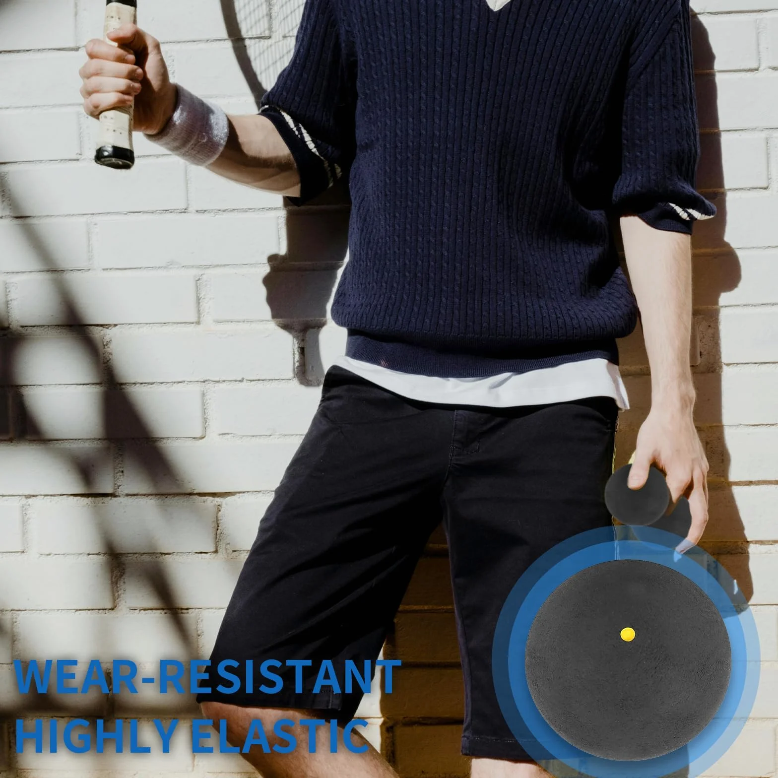 WanderGo Palline da squash 4 pezzi Doppio punto giallo Punto giallo singolo Punto rosso Punto blu per Elite Intermedio Pri