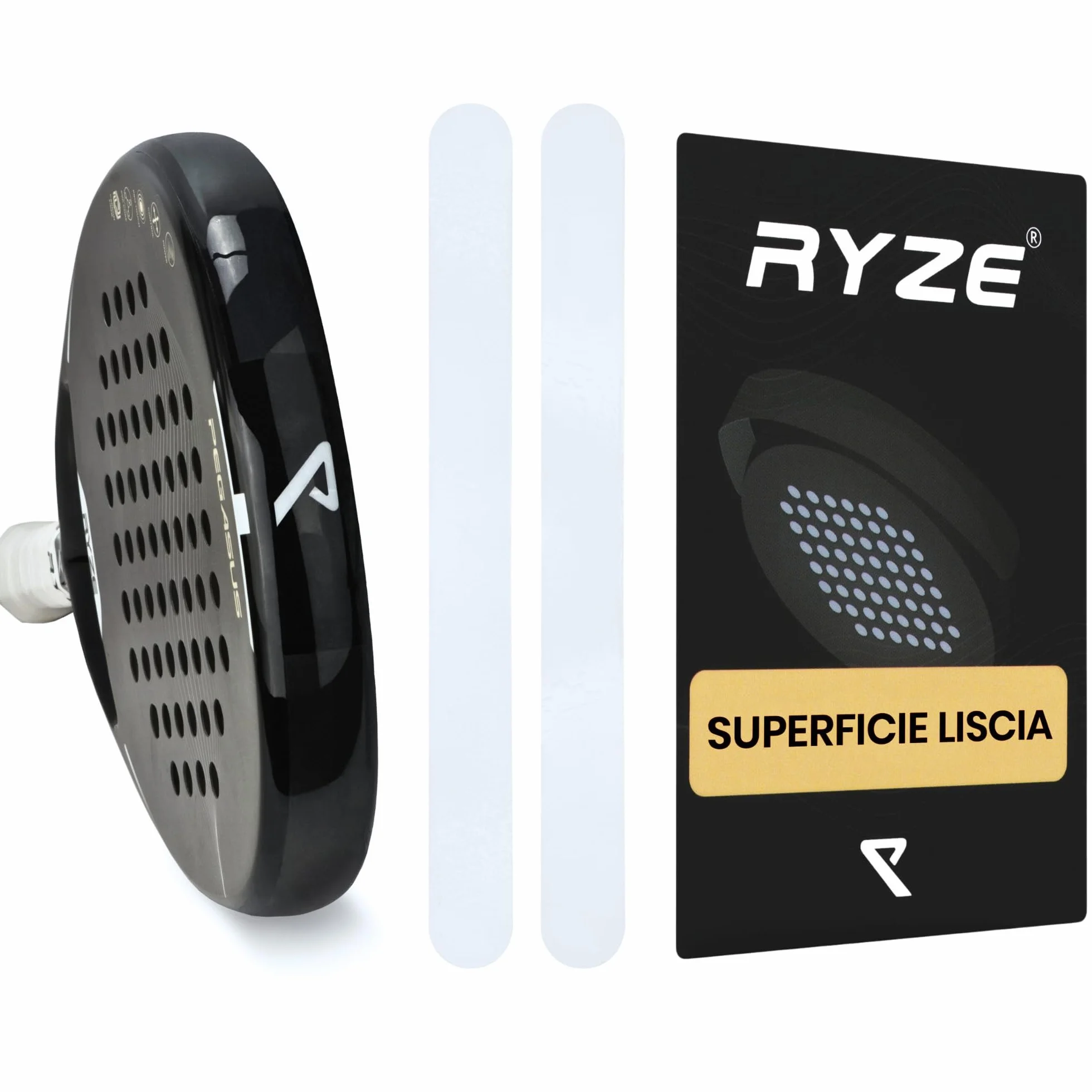 RYZE Protezione Racchetta Padel Trasparente Superficie Liscia Paracolpi Padel Confezione da 2