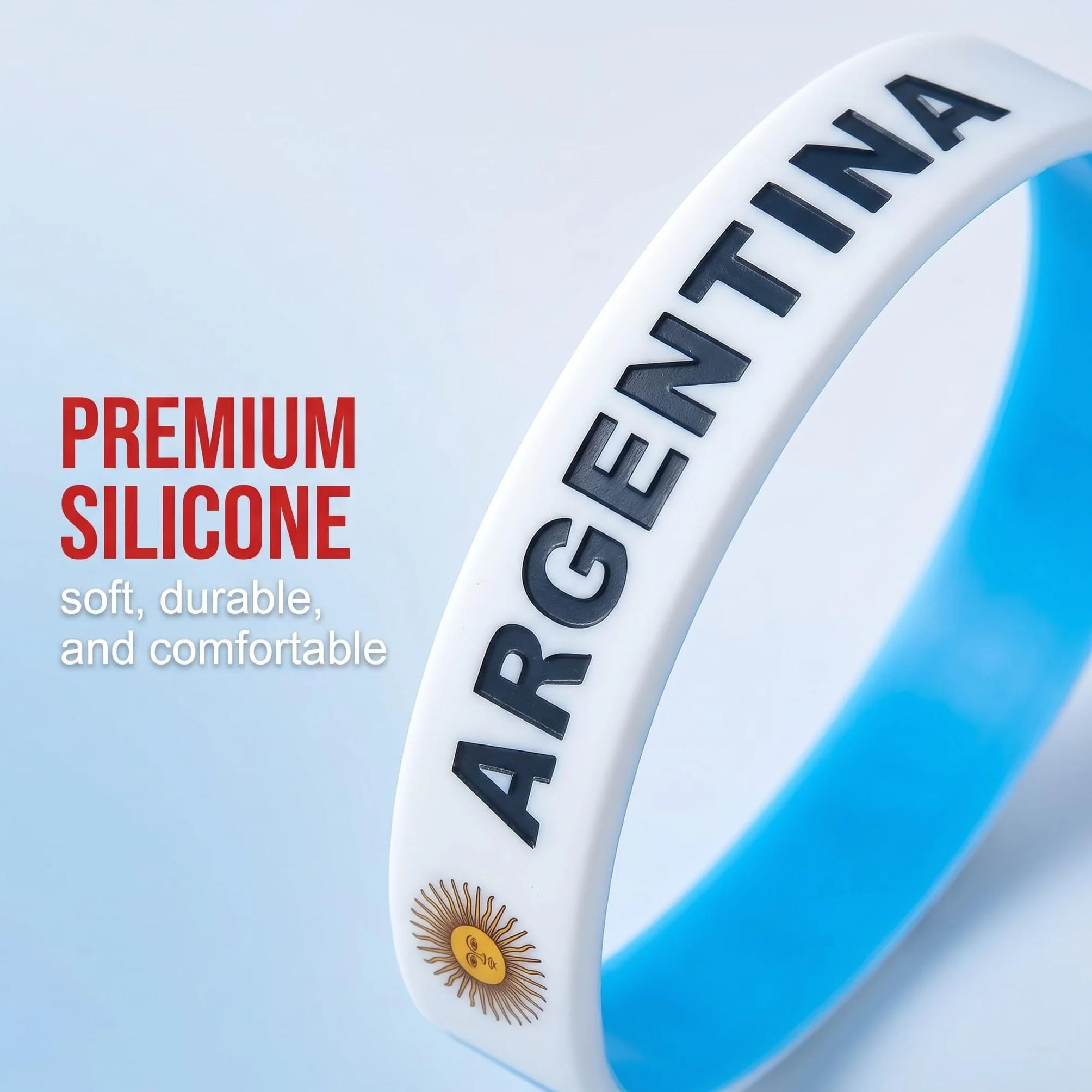 6 Pezzi Braccialetti Silicone Bandiera Argentina, Bracciali Rubber Fan, Accessori Calcio Tifoso