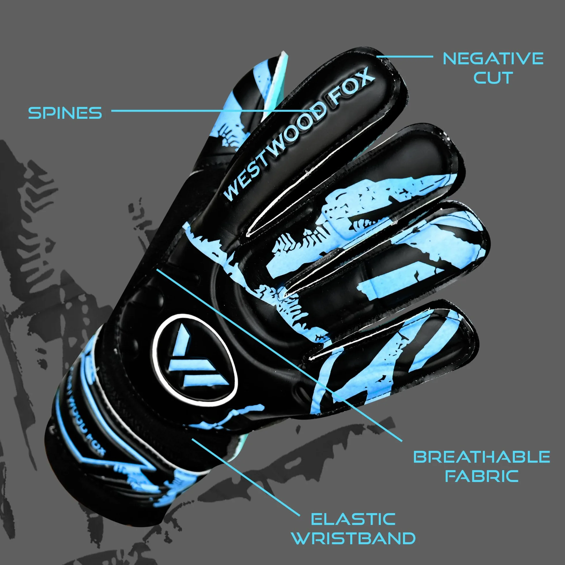 WESTWOOD FOX Guanti da portiere protezione dita calcio bambini ragazzi adulti