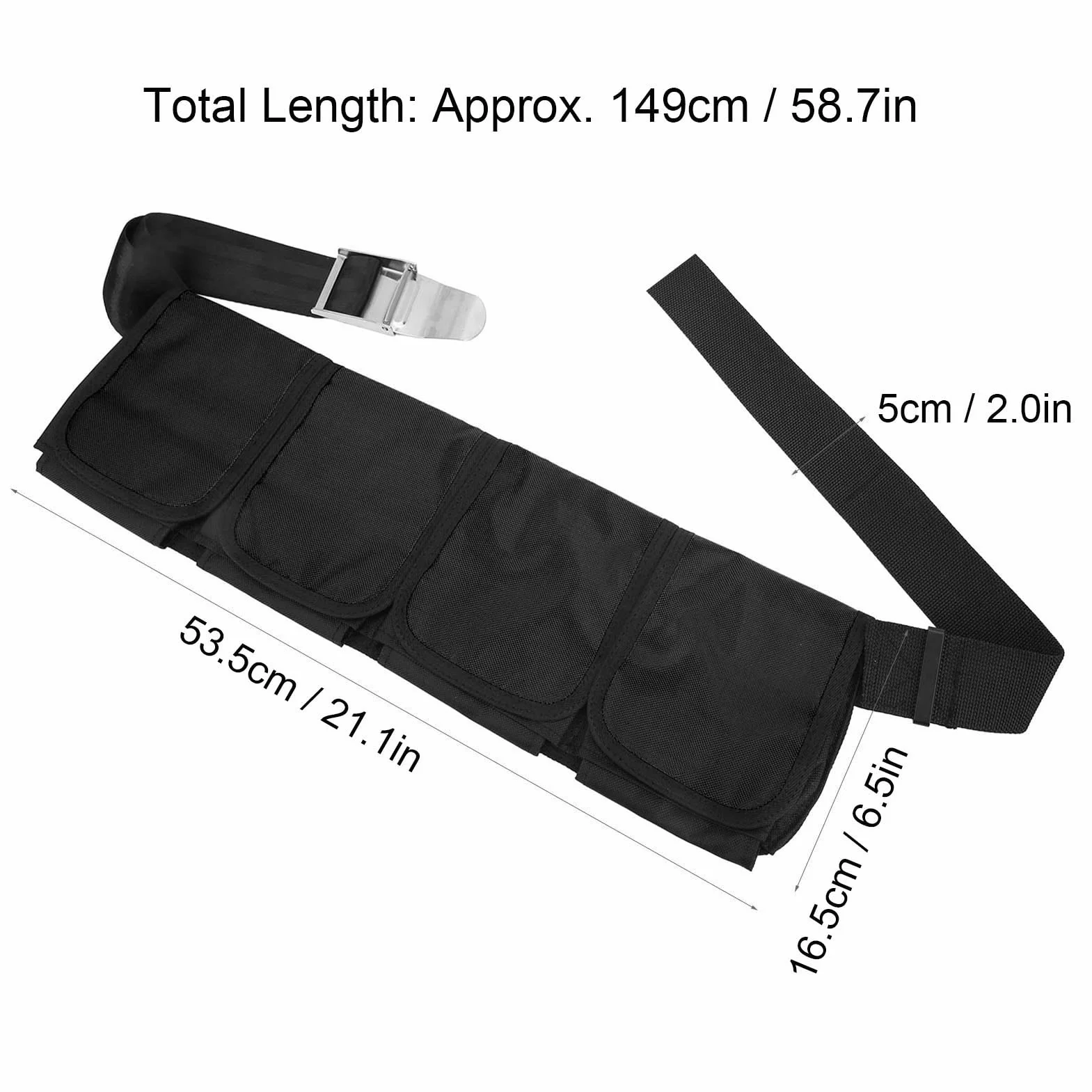 Cintura per Pesi da Sub Regolabile con Fibbia a Sgancio Rapido e 4 Tasche per Immersioni, Snorkeling, Apnea (Nero)