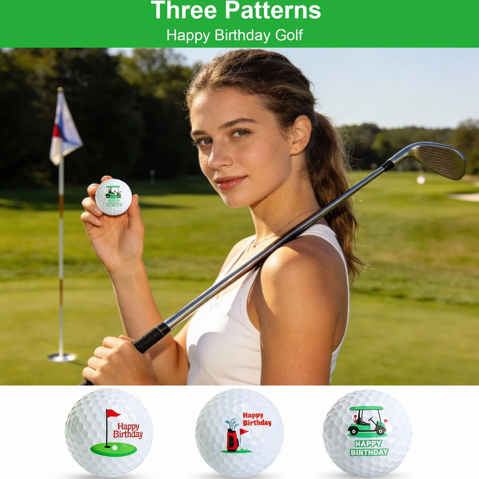 3 palline da golf per compleanno, divertenti palline da golf personalizzate, con motivi Happy Birthday, regalo per uomini golfisti, golf, idea regalo per principianti e giocatori amatoriali