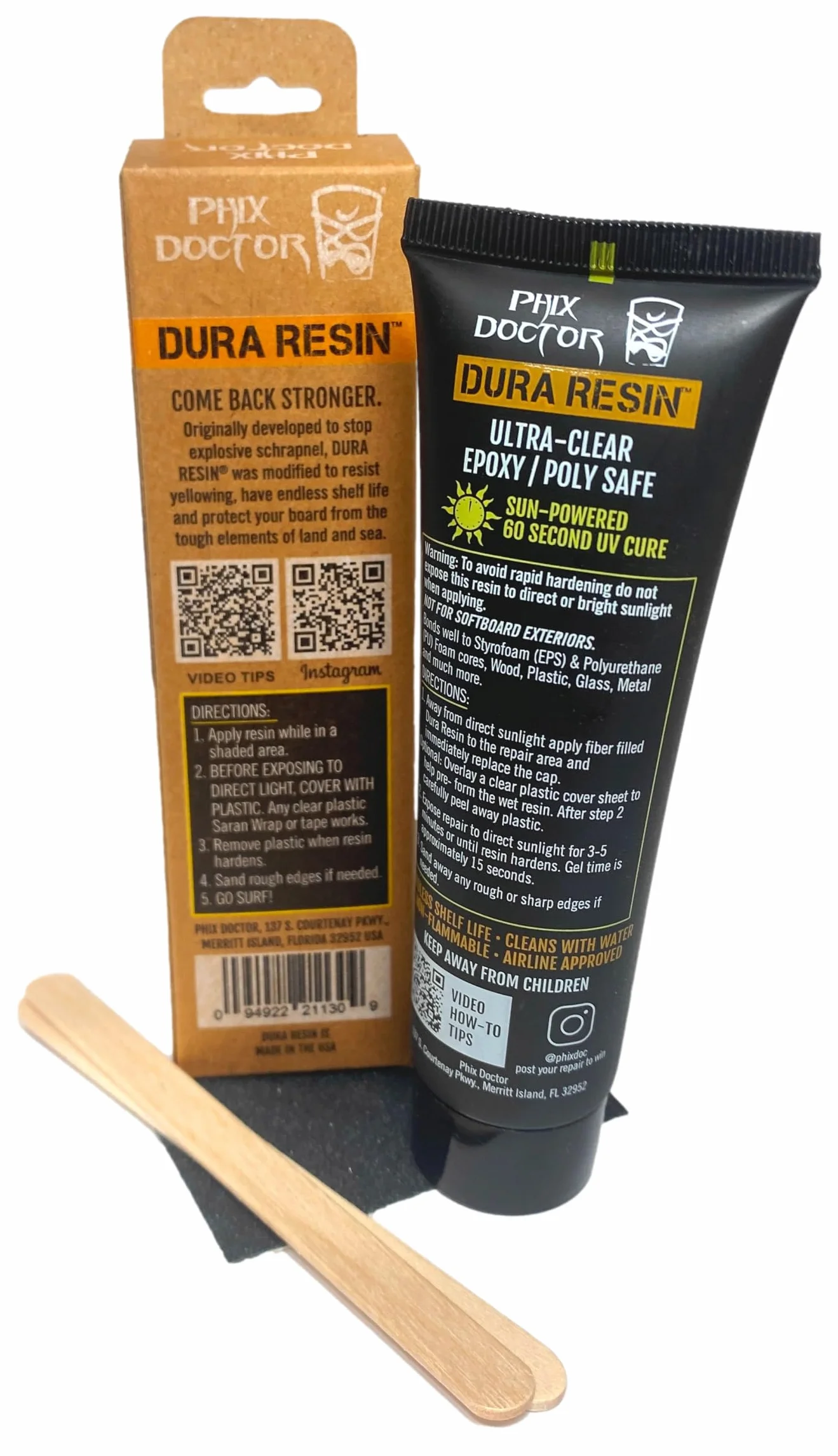 Phix Doctor 2016 Dura Rez Sunpowered Fibre Filled Surfboard Repair Solution 2.25oz PHD009