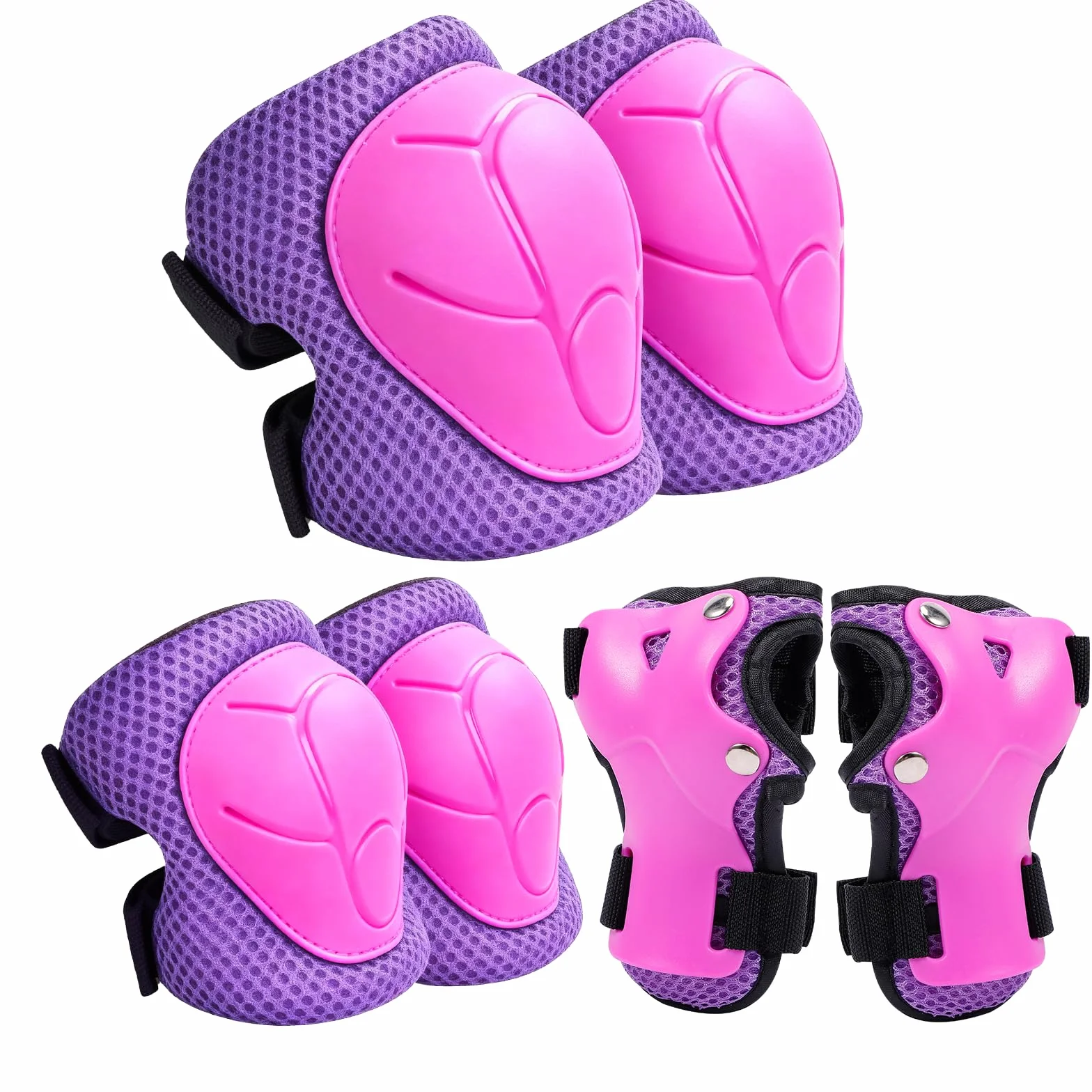 Zorplex Protezione Kit per Bambini, Sicurezza Set 6 in 1 Ginocchiere Gomitiere Tutore Polso, Regolabile per Skateboard Scooter Rollerblade