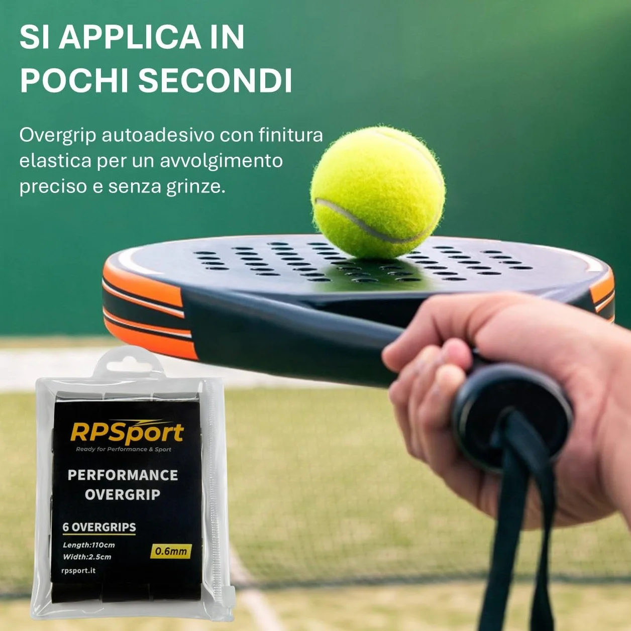 RPSport Overgrip Padel Nero Antiscivolo 3 Strati - Grip Extra Aderente per Racchetta