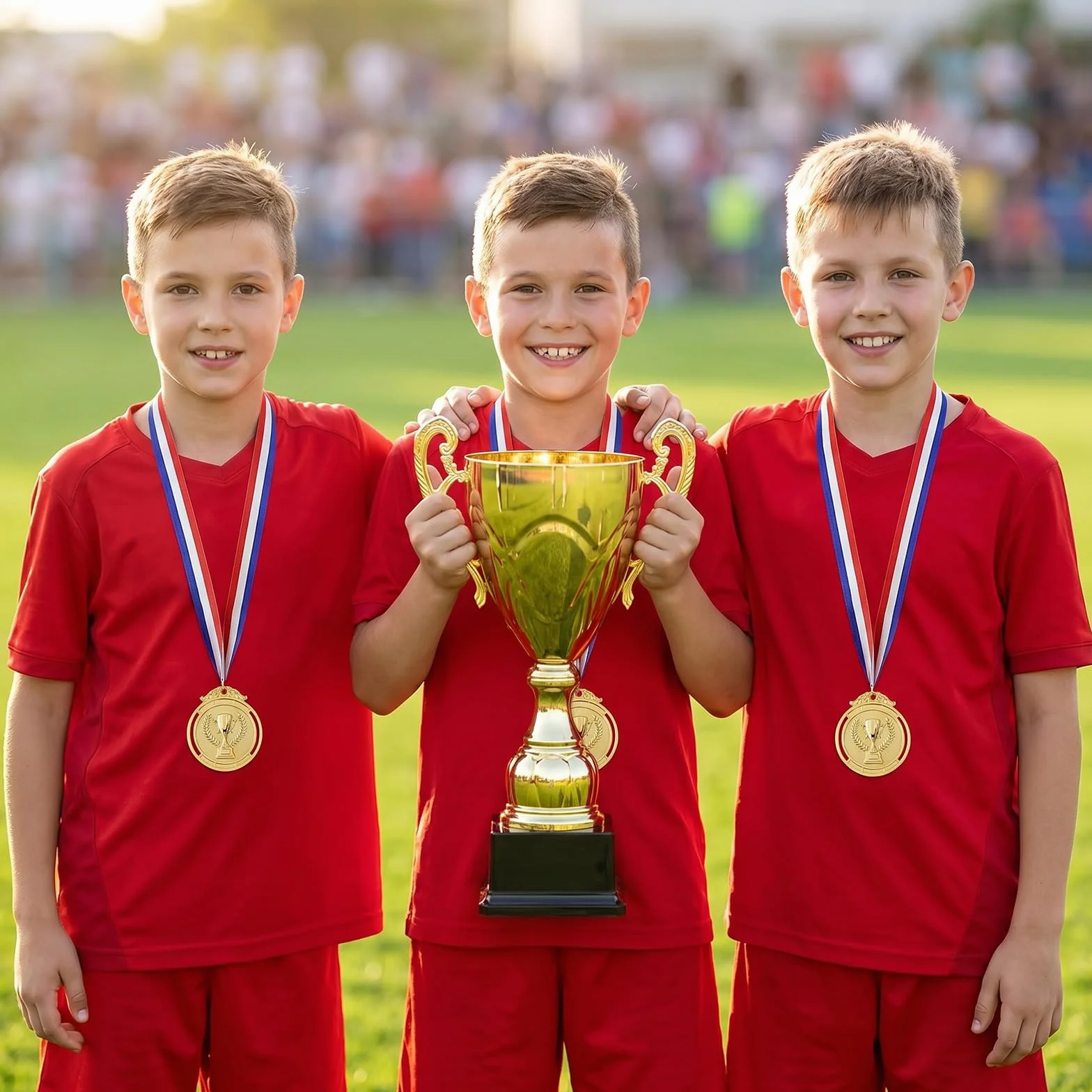 Medaglie d'oro in Metallo con Nastro per Compleanno Bambini, Vincitore Calcio 12 Pezzi