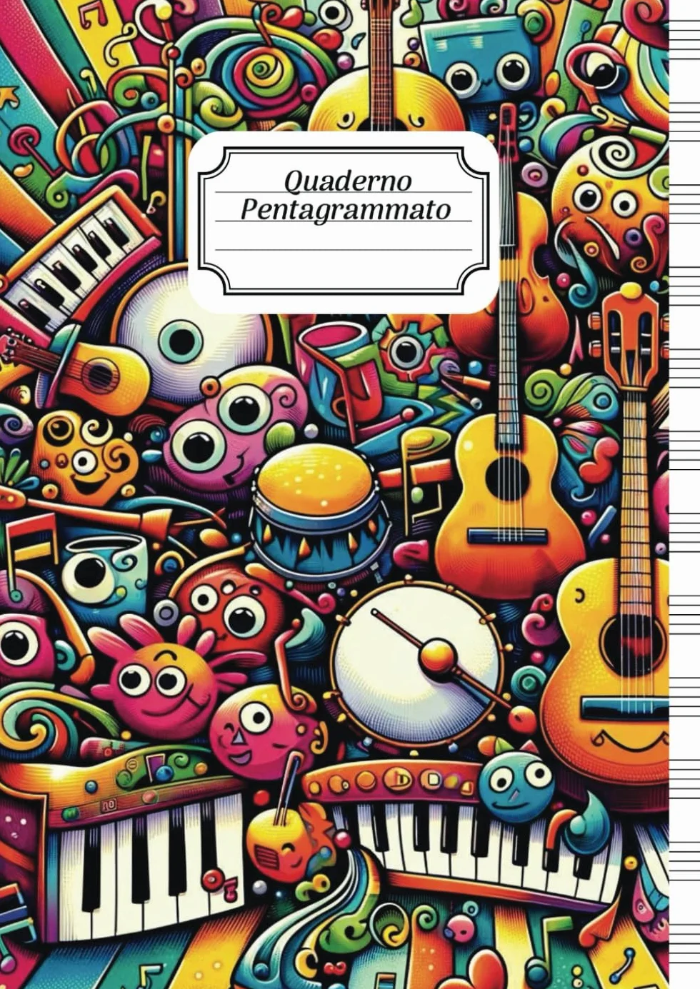 Quaderno Pentagrammato A4 di Musica | 12 Pentagrammi per Pagina | 110 pagine numerate ed indice iniziale per Bambini e Ragazzi | Scuole Elementari e Medie | Formato Grande