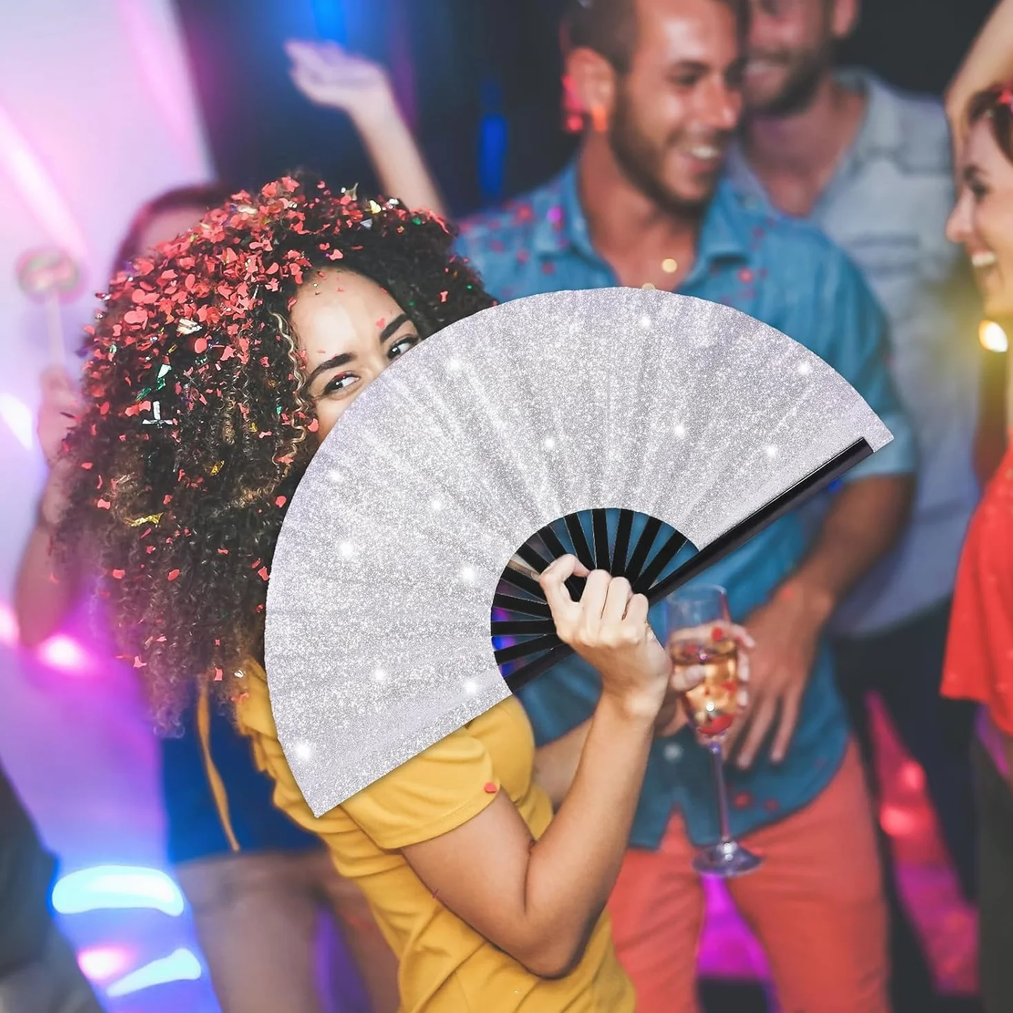 Estate Rave Fan con tracolla e borsa in tessuto per festival club feste