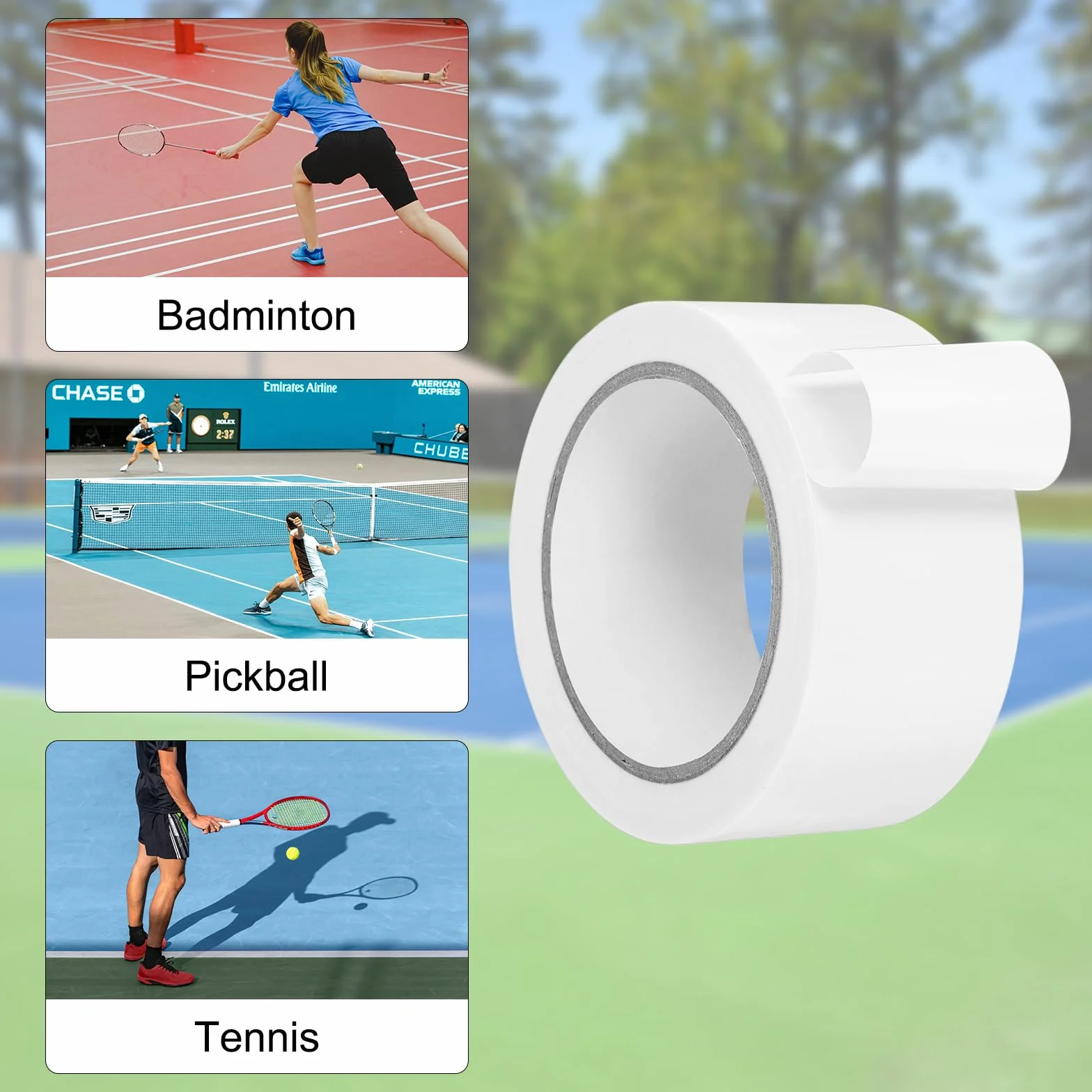 PATIKIL Nastro per Campi da Pickleball 108 Piedi x 2 Pollici Bianco