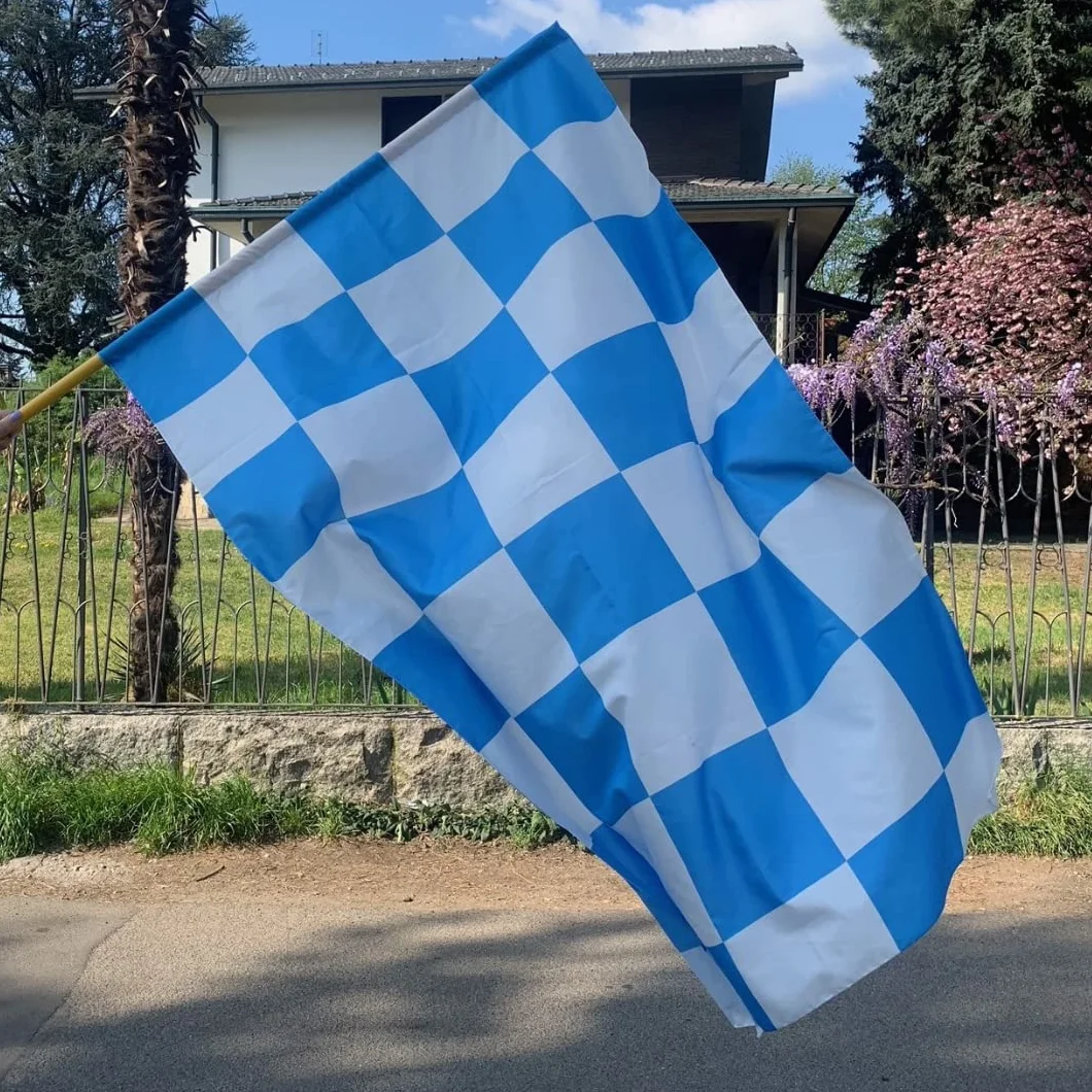 NARAMAKI Napoli Bandiera a Scacchi Bianco e Azzurri 90x150cm con Passante per Asta - Bandiera Italiana - Tifosi - Calcio (Bandiera Scacchi)