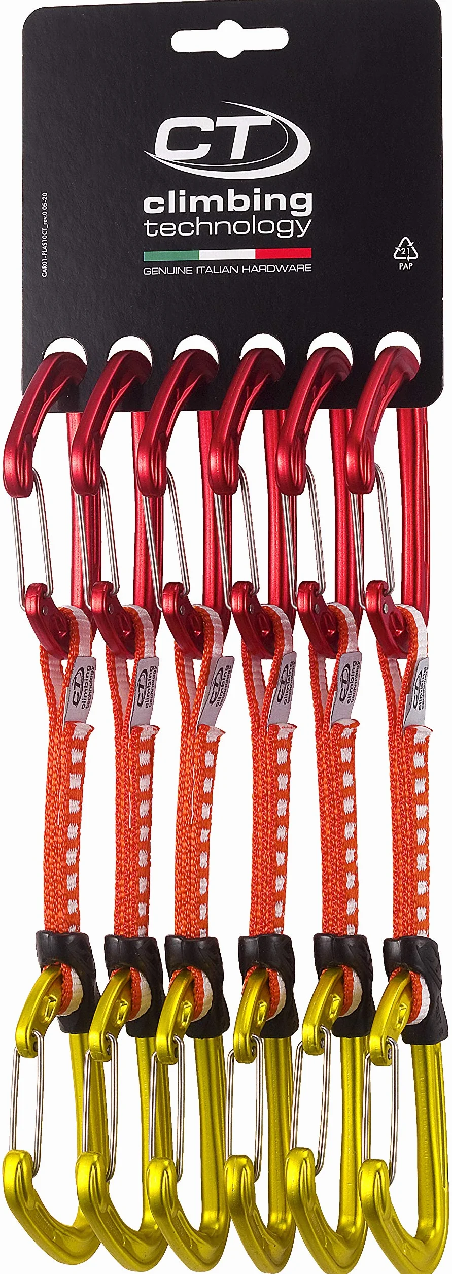 Climbing Technology 2E692FOC0SCTXXP Fly-Weight Evo Set DY Rinvio, Confezione da 6 Pezzi, Rosso/Oro