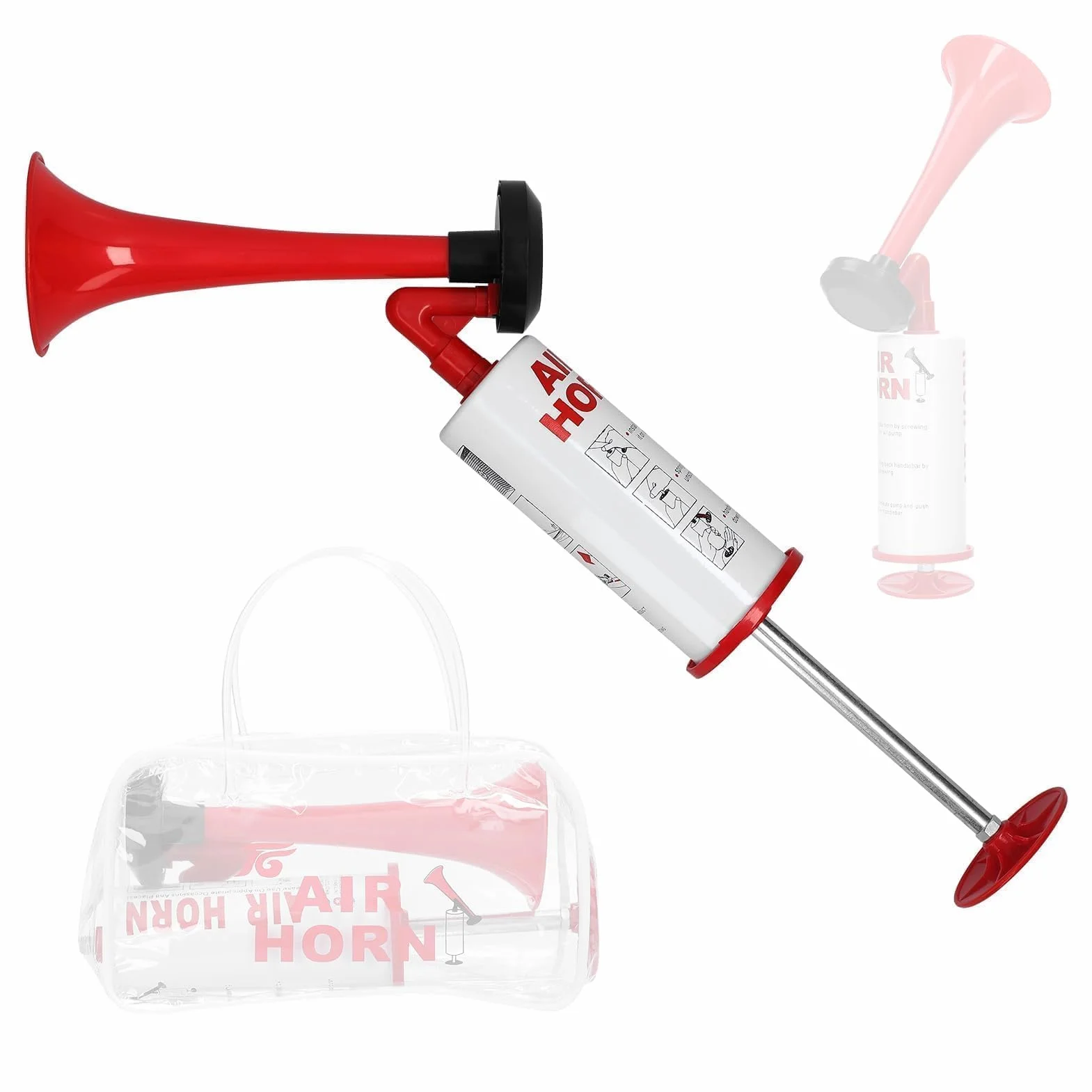 Tromba Da Stadio, Mini Tromba Ad Aria Con Pompa a Mano, Tromba Stadio Manuale, Air Horn, Fanfara Ad Alta Pressione D'aria, Estremamente Forte Trombetta per Partite Calcio Eventi Sportivi Nautica