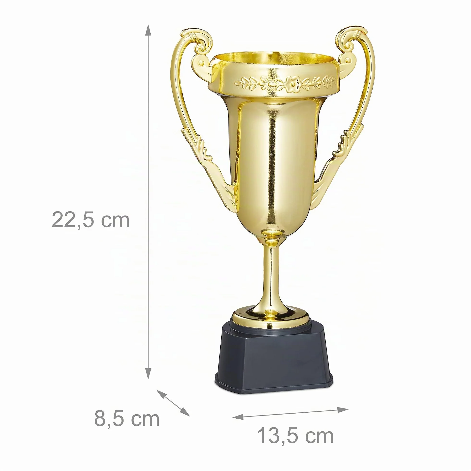 Relaxdays Coppa Sport e Feste 3 Pezzi Oro Argento Bronzo Plastica 22,5 x 13,5 x 8,5 cm