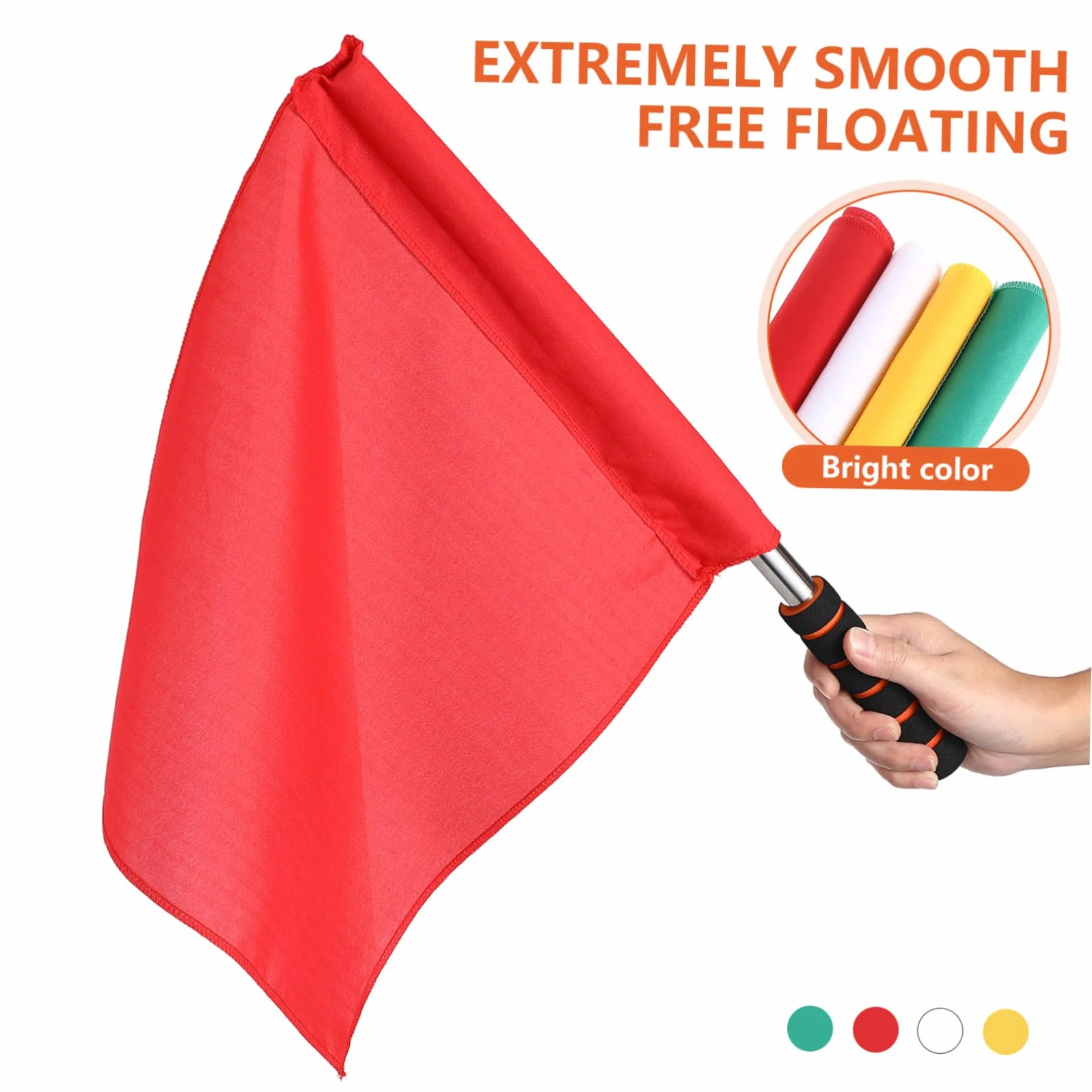 Anneome 4pcs Bandiera Arbitro In Acciaio Inox Bandiere Di Segnalazione Giallo Rosso Verde Bianco per Partite Sportive Bandiera Di Comando Leggermente Progettato con Albero In Acciaio Inox