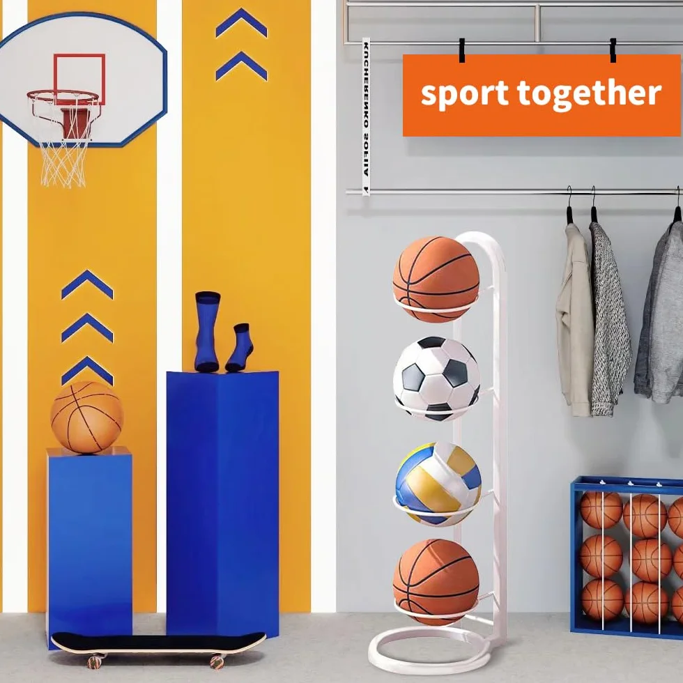 Rastrelliera da Basket per Palloni, Scaffale Stoccaggio Attrezzature Sportive