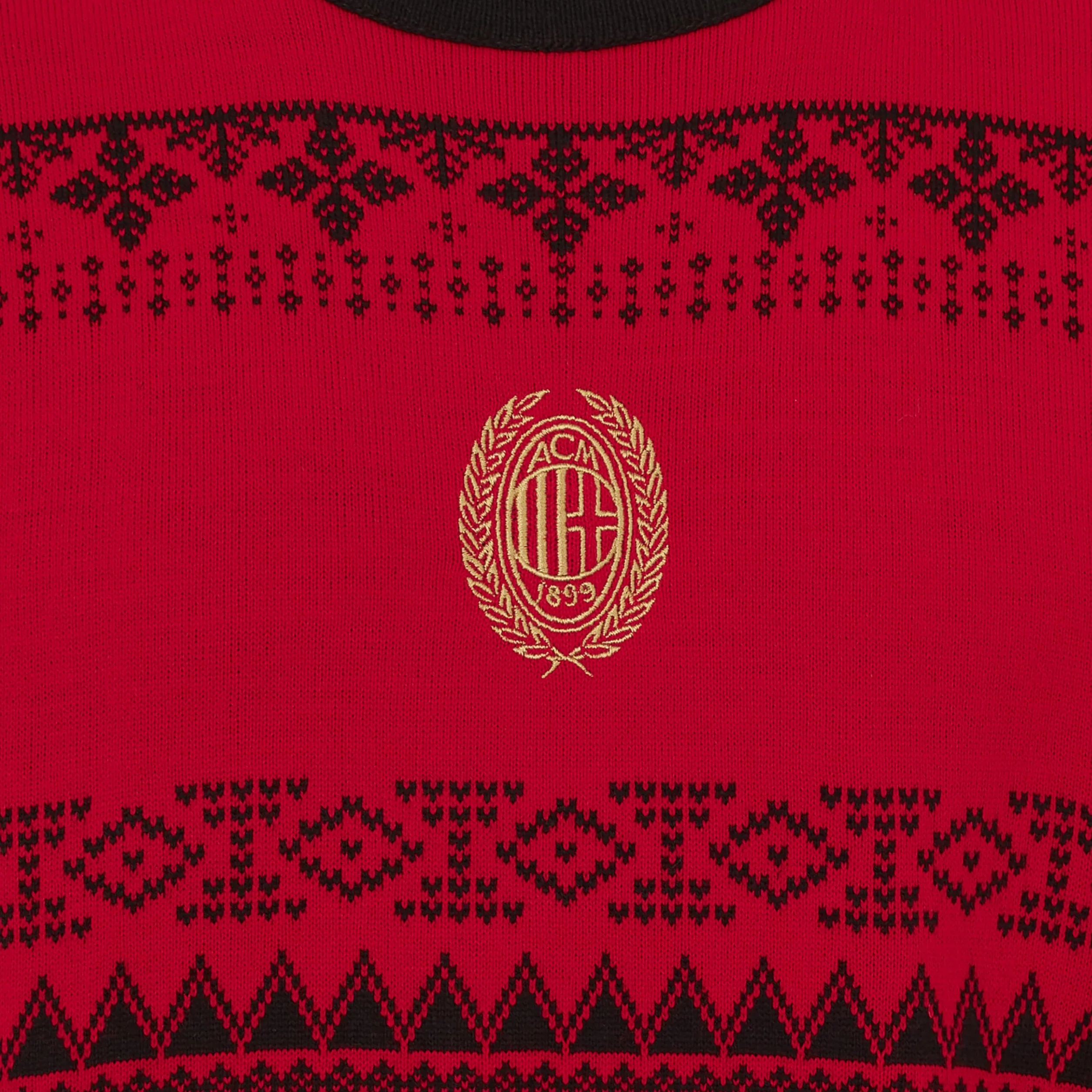 AC Milan Maglione di Natale 2024, Fantasia Natalizia in Morbido e Comodo Cotone, Prodotto Ufficiale Unisex, 12 Anni
