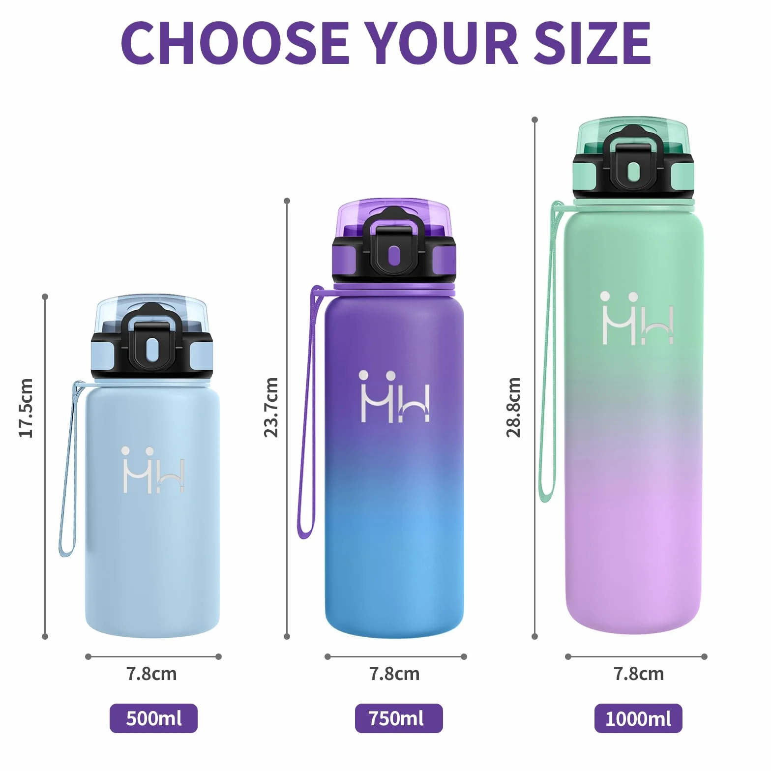 Borraccia Termica 750ml con Cannuccia, Bottiglia Acqua Riutilizzabile Senza BPA, a Prova di Perdite per Campeggio Escursioni Outdoor