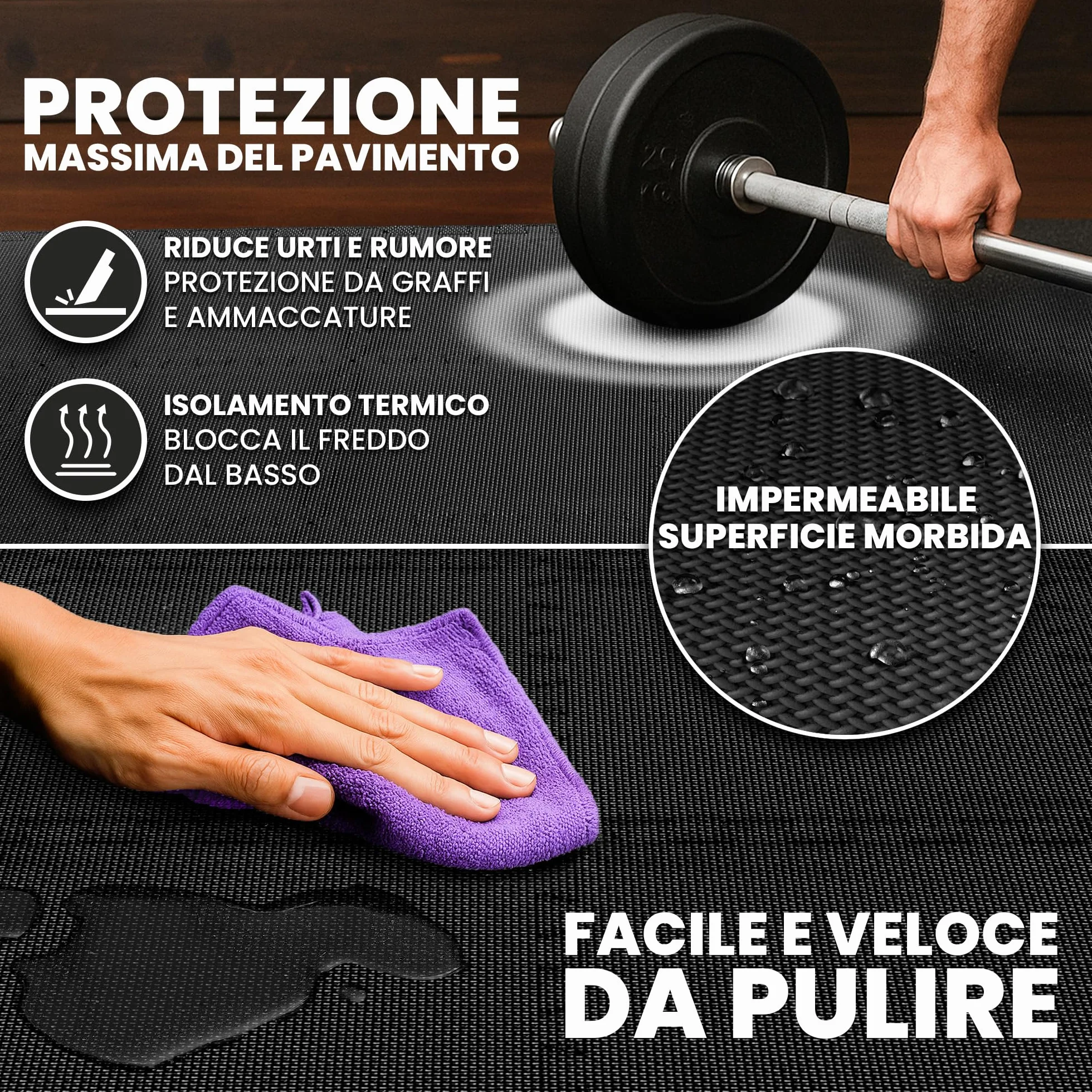 Tappeto Palestra Tappetino Fitness a Puzzle - Pavimento Protettivo Incastro Tatami Gomma per Home Gym