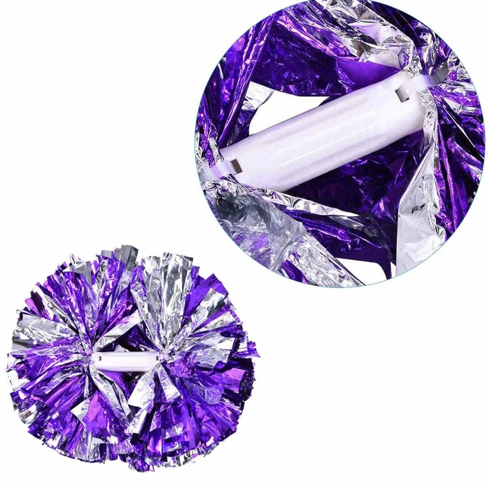 Pompon Aerobici Leggeri e Resistenti Argento e Viola per Danza Sportiva