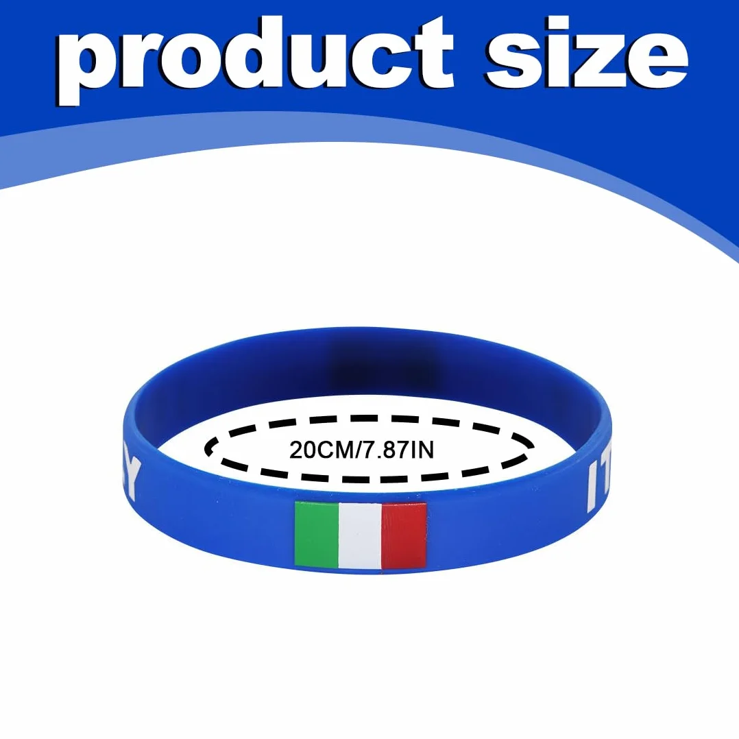 Figc Italia Braccialetti In Gomma Ufficiali Nazionale Italiana, Braccialetto Con Bandiera Nazionale, 6 Pezzi