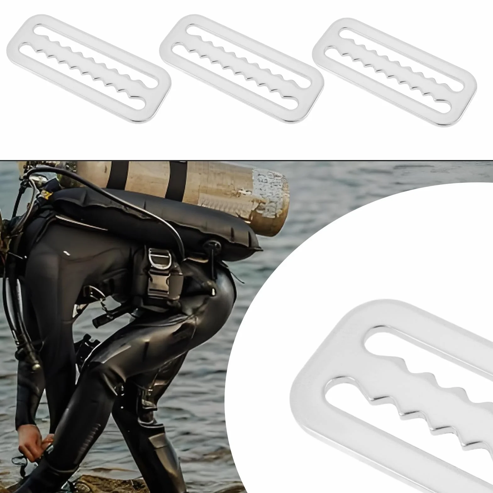 Ferma Cintura per Pesi da Sub in Acciaio Inossidabile 316 4 Pezzi per Cinture 2 Pollici