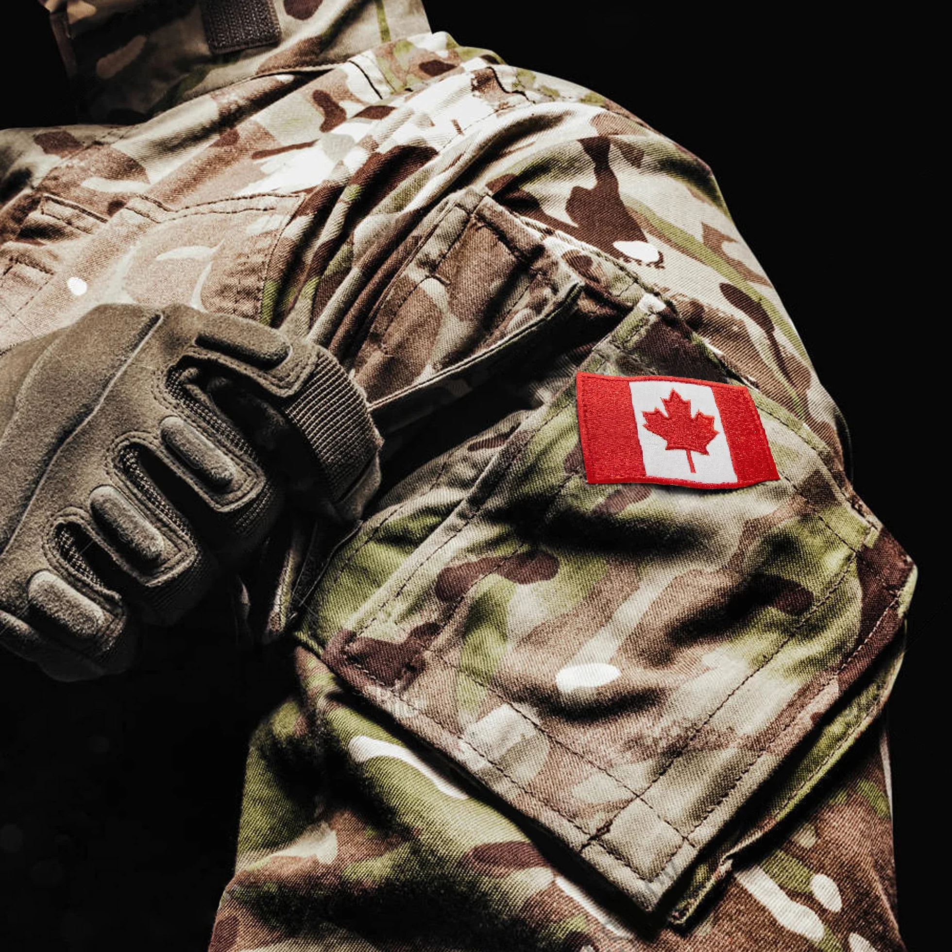 Anley - Toppe ricamate con bandiera canadese tattiche (confezione da 2) - toppa con stemma 2 "x 3" cucita per uniforme militare - chiusure a strappo si attaccano a cappelli tattici