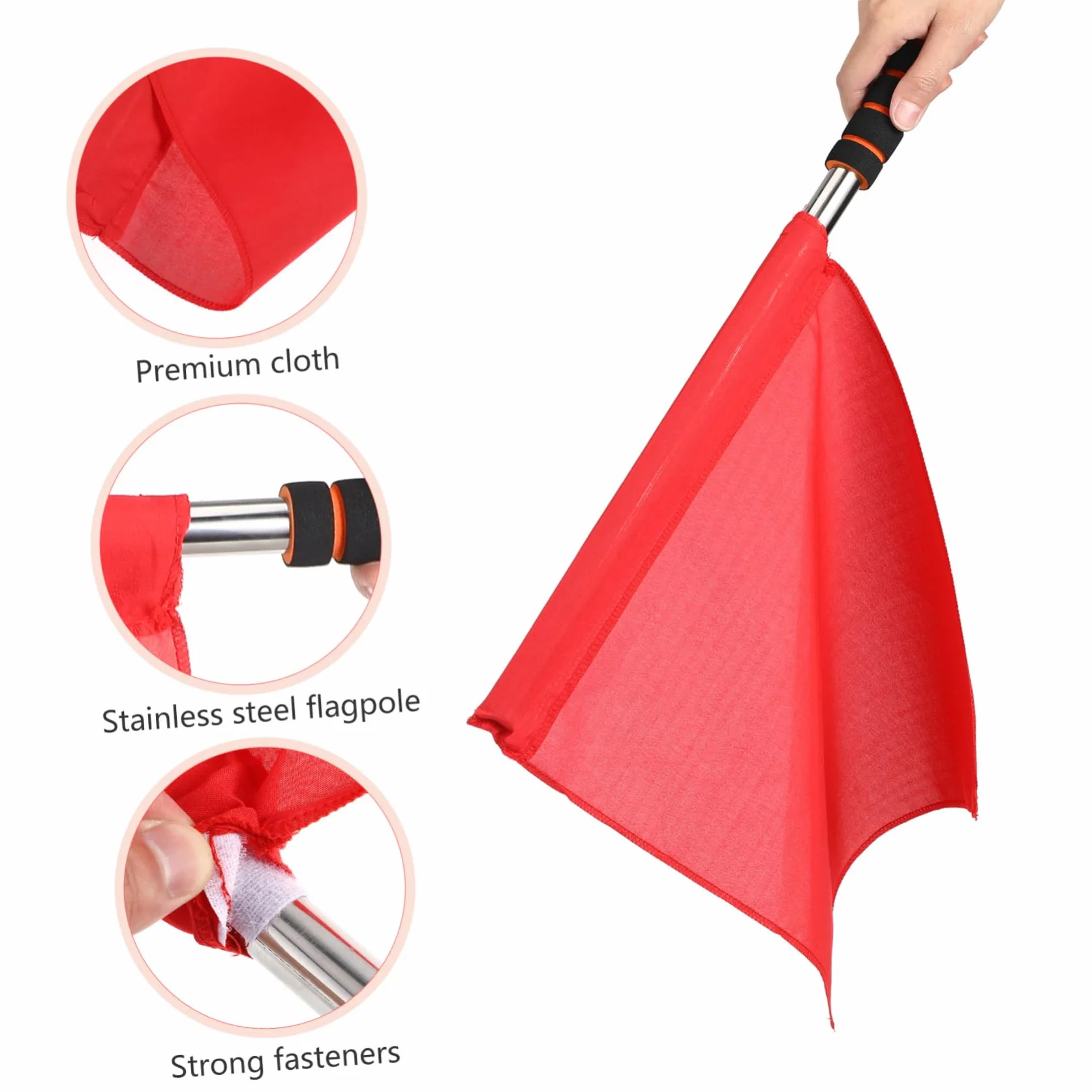 Anneome 4pcs Bandiera Arbitro In Acciaio Inox Bandiere Di Segnalazione Giallo Rosso Verde Bianco per Partite Sportive Bandiera Di Comando Leggermente Progettato con Albero In Acciaio Inox