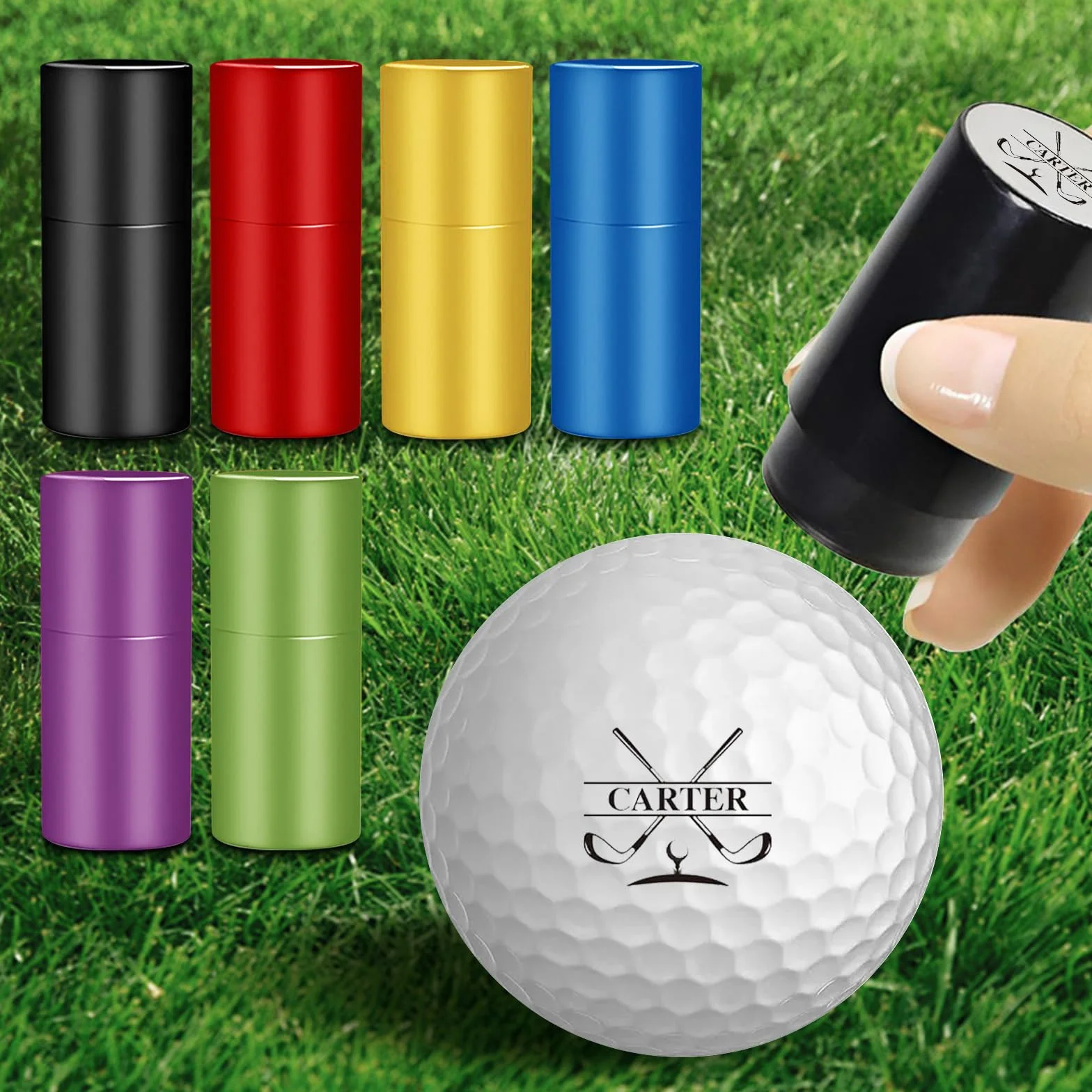 Timbro da Golfball Personalizzato – con Nome, Iniziali o Logo – Inchiostro Impermeabile Ricaricabile – Idea Regalo San Valentino per Golfisti, Uomo, papà