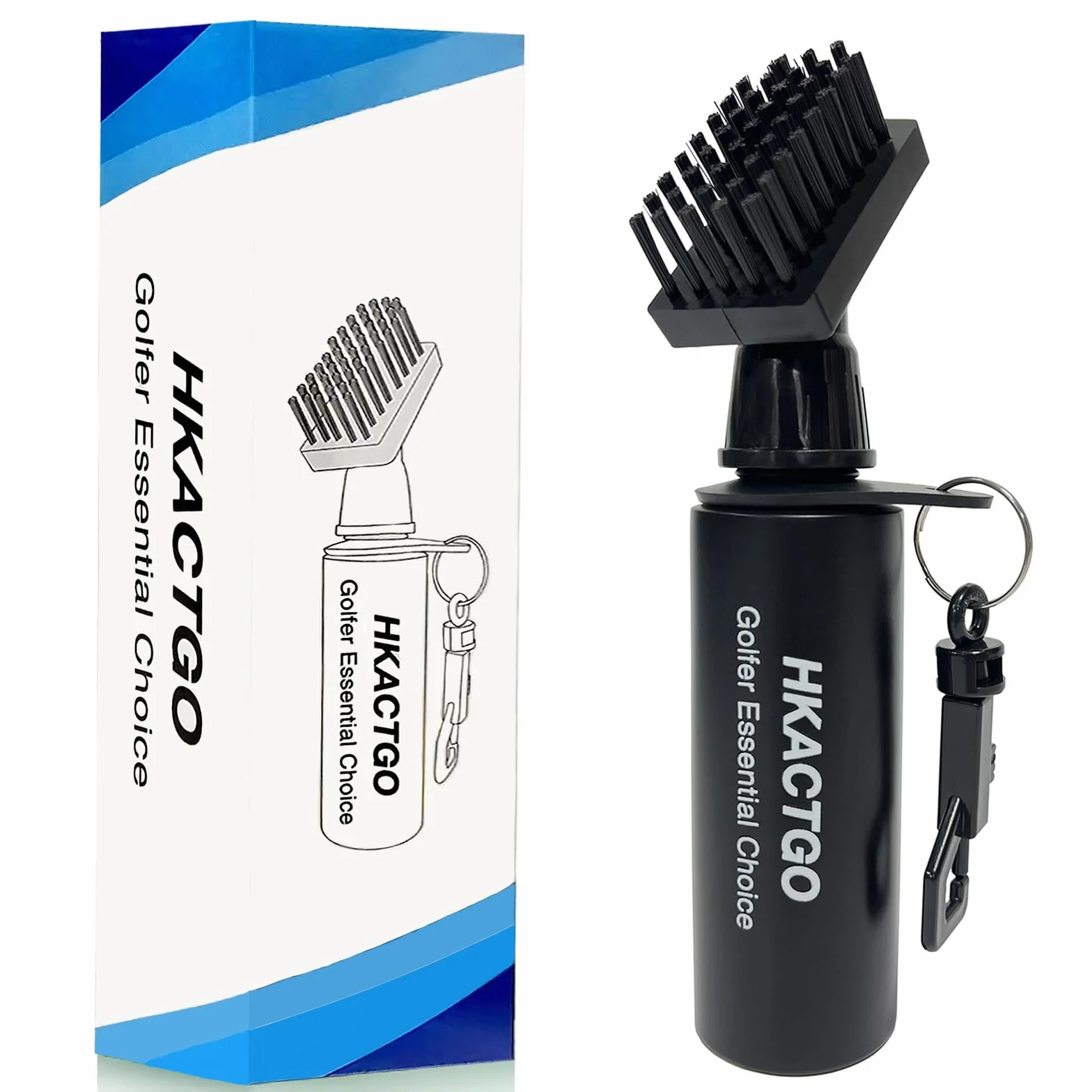 Spazzola per mazze da golf con clip e flacone dosatore 19 cm 118 ml