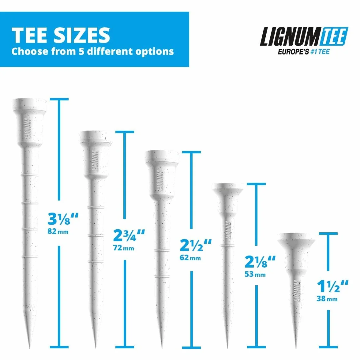 Lignum Tees 72 mm As Bag 12 Pezzi, Multi: Taglia: 72 mm
