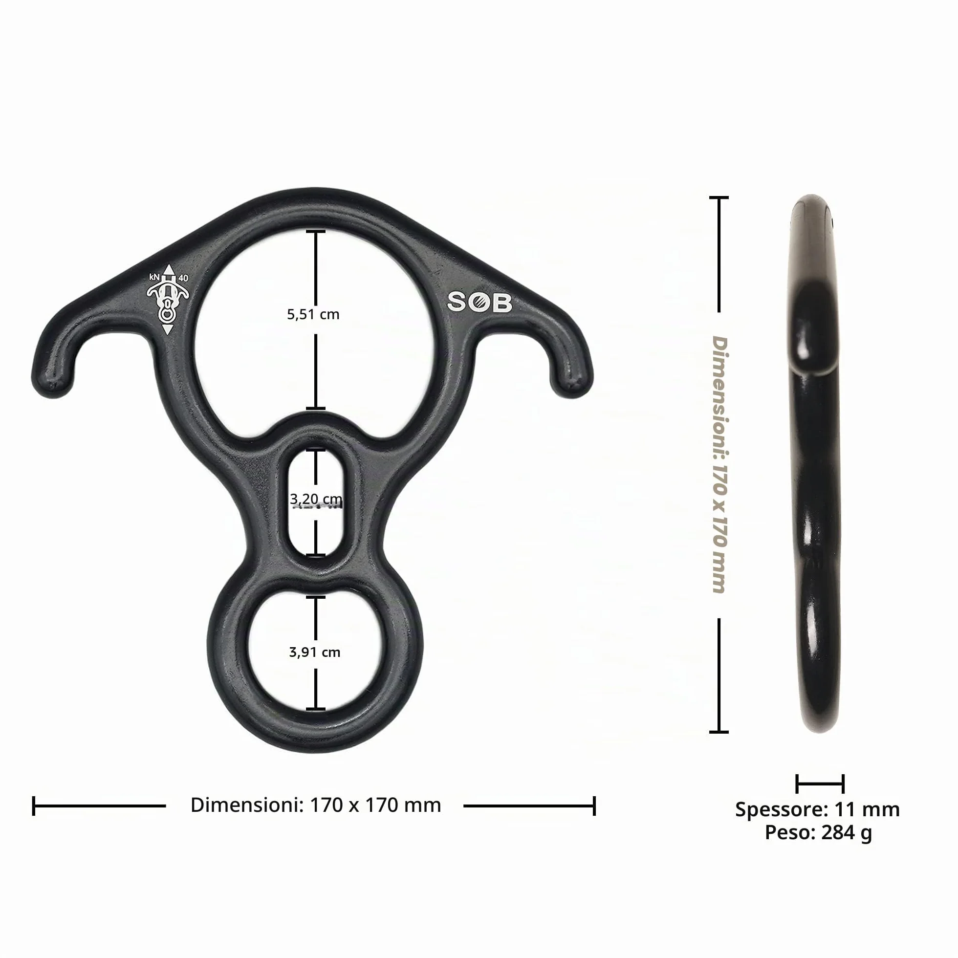 SOB Discensore a 8 Descender per Calata Anelli di Sicurezza in Lega di Alluminio Magnesio Rappel Dispositivo