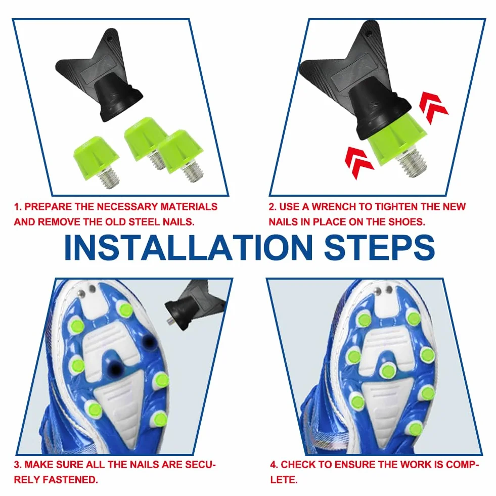 Tacchetti a vite M5 (5 mm) universali in nylon e metallo antiscivolo per scarpe da calcio