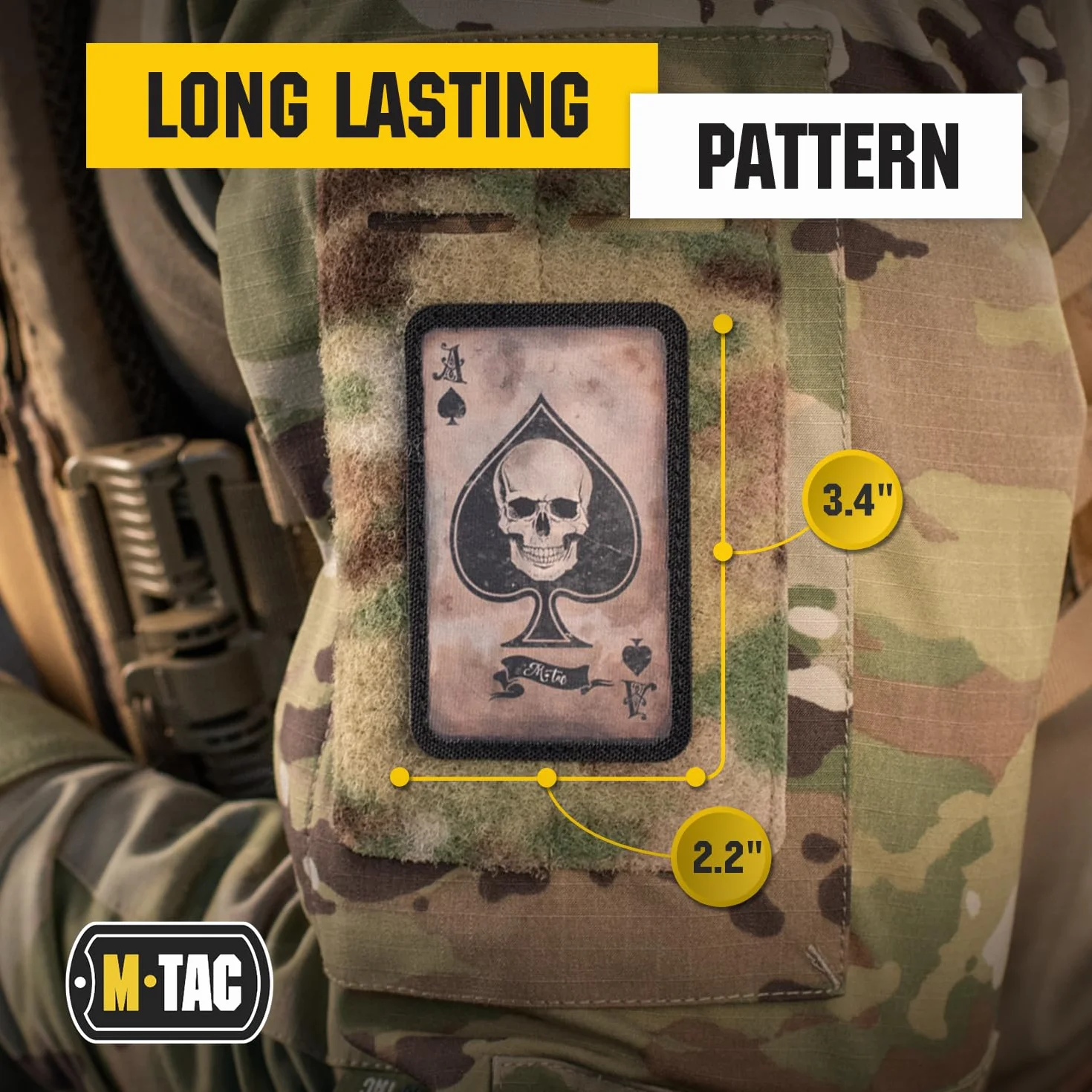 M-Tac Ace of Spades Death Card Tactical Morale Patch Army Combat Hook Fasteners Stampa (Coyote/Nero)