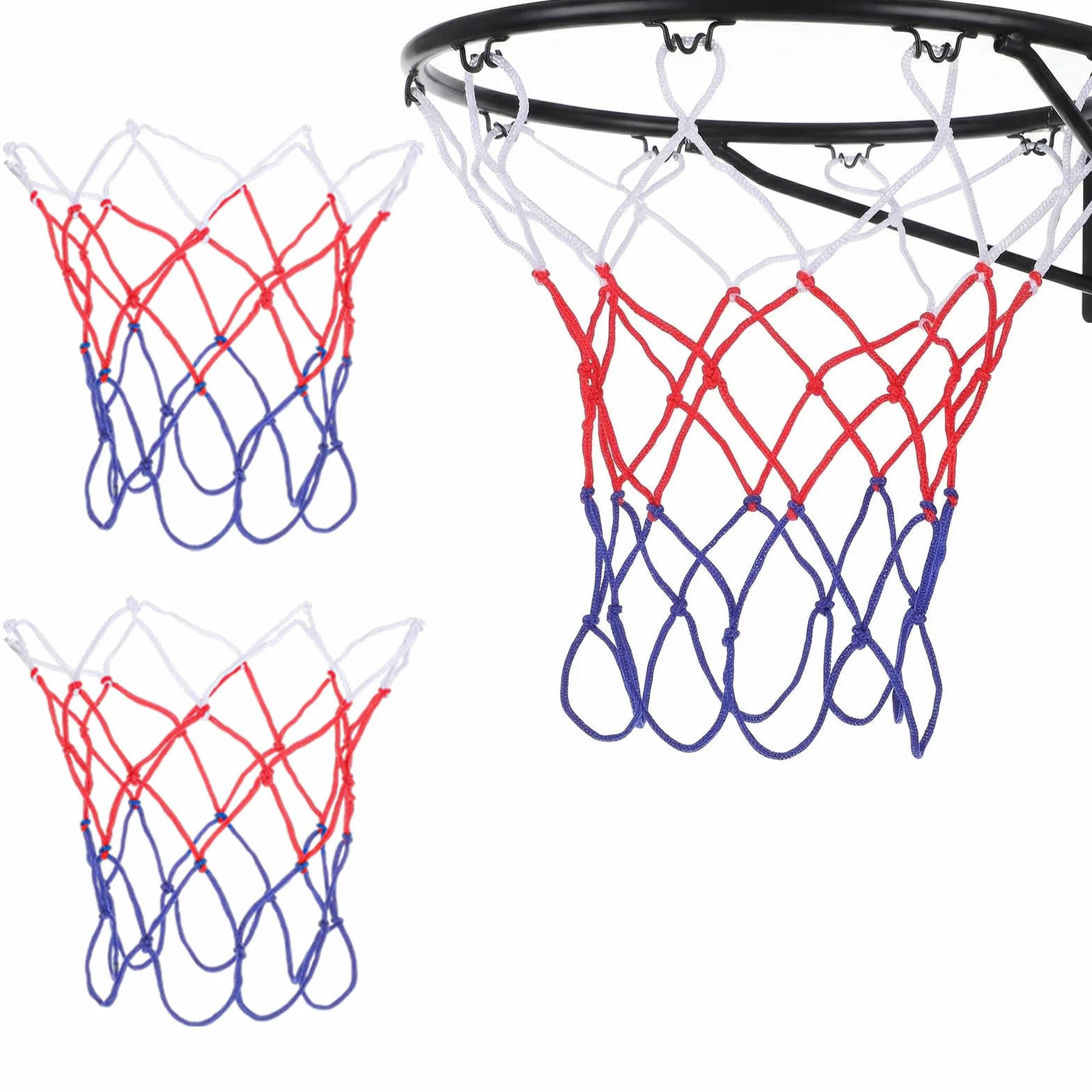 Confezione da 2 reti di ricambio per canestro da basket, 8 anelli, per interni ed esterni