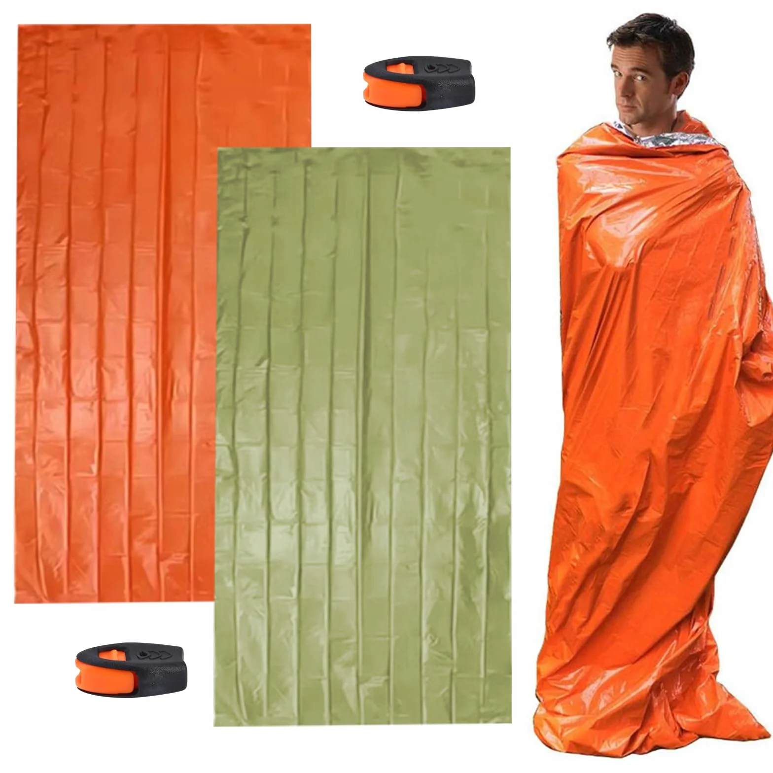 Bivy Bag Impermeabile 2 Pezzi, Coperta di Sopravvivenza Riutilizzabile per Campeggio