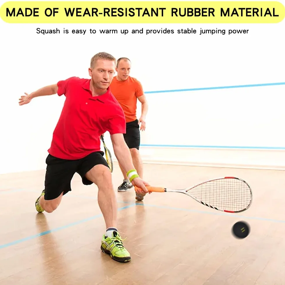 Palline da Squash 4 Pezzi Miste Punto Rosso Blu Giallo Doppio Giallo Gomma Allenamento
