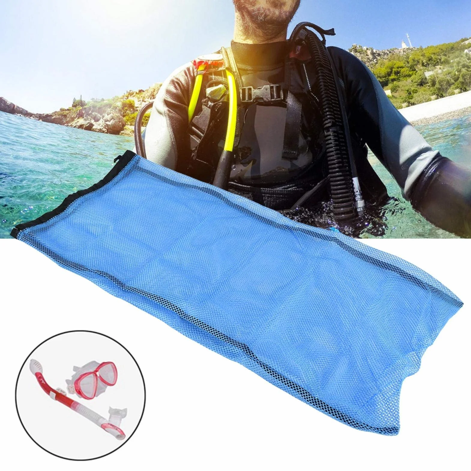 Borsa da imballaggio per Pinne Leggera e Resistente all'Usura per Immersioni subacquee Nero