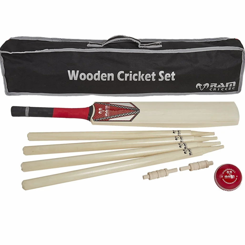 Set da cricket in legno, dimensioni 3 e 5, altoparlanti, per gioco divertente in spiaggia o parco