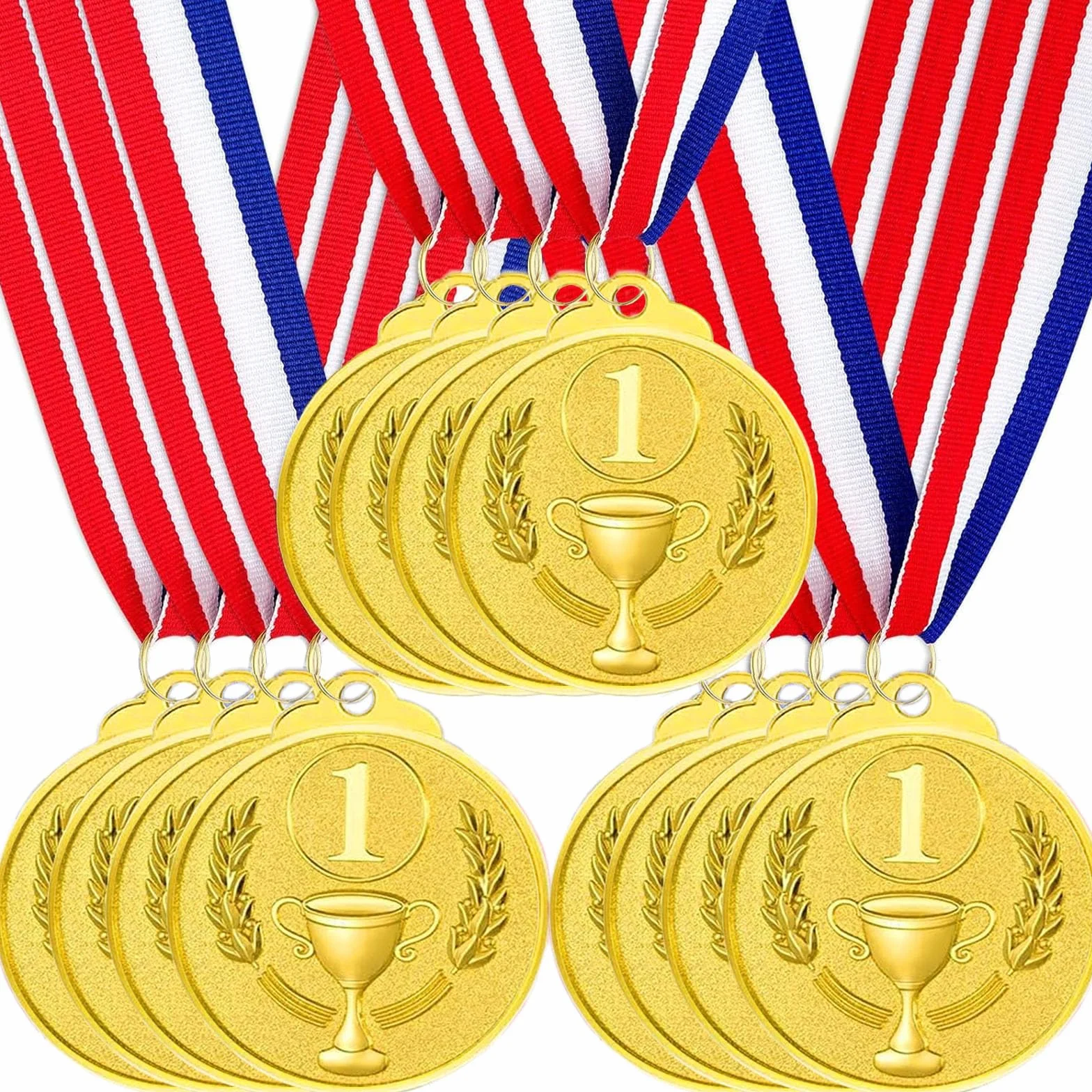12 Pezzi Medaglie Premiazioni Metallo Oro Argento Bronzo con Nastro Vincitore per Bambini Sport 5.0cm