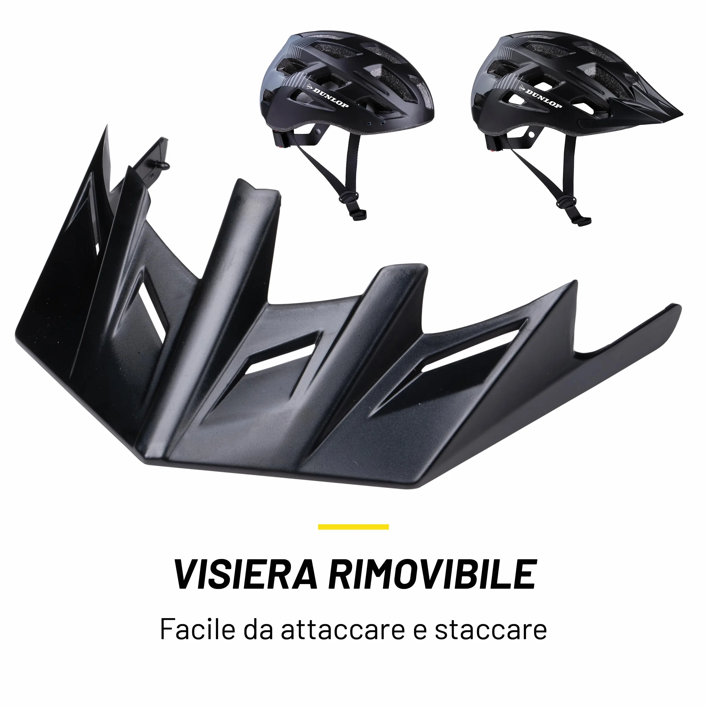 Dunlop Casco da bicicletta con luce LED regolabile 55-58 cm Nero
