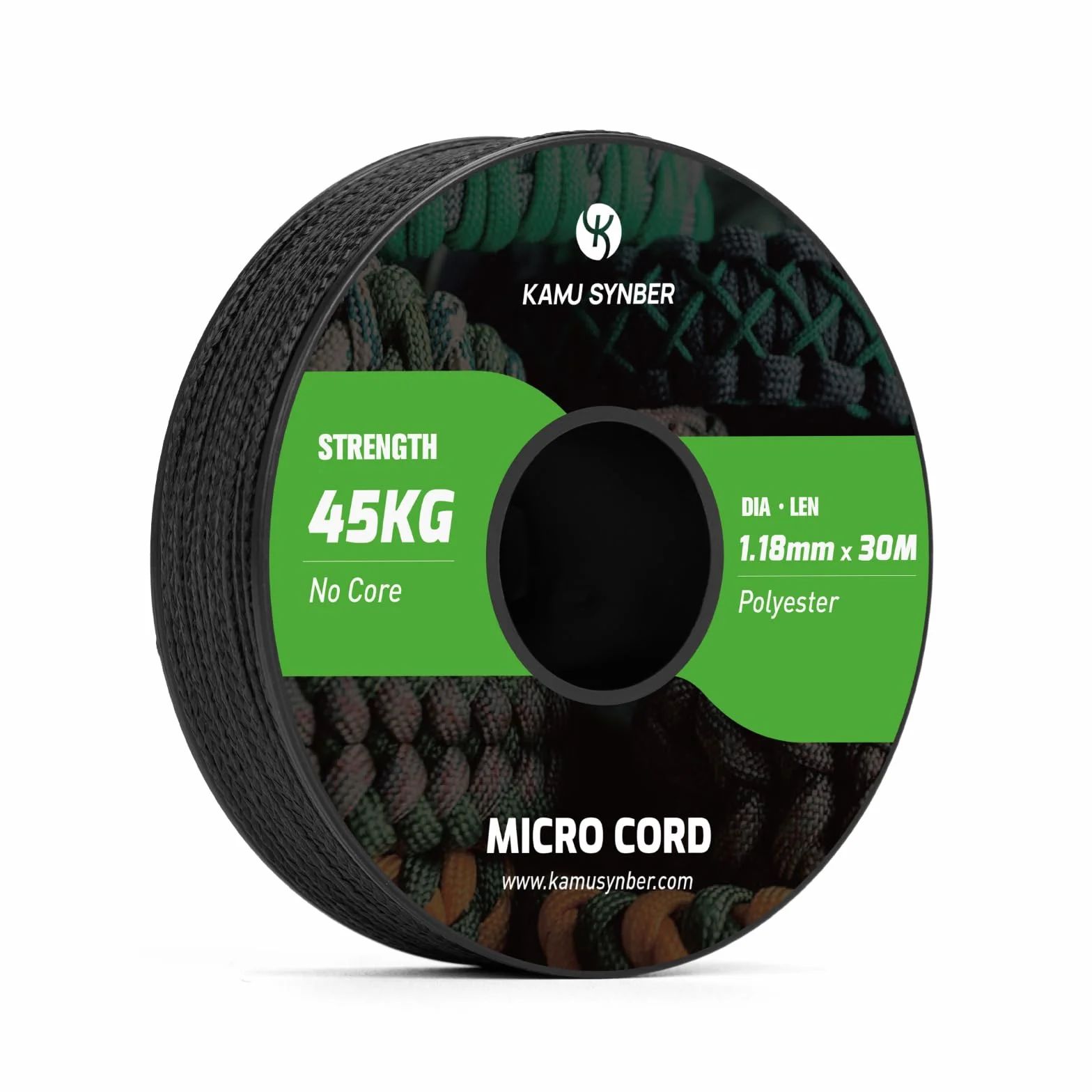 Paracord Micro Corda 1.18mm 30m Bobina Nero Supporto 45kg per Artigianato Braccialetti