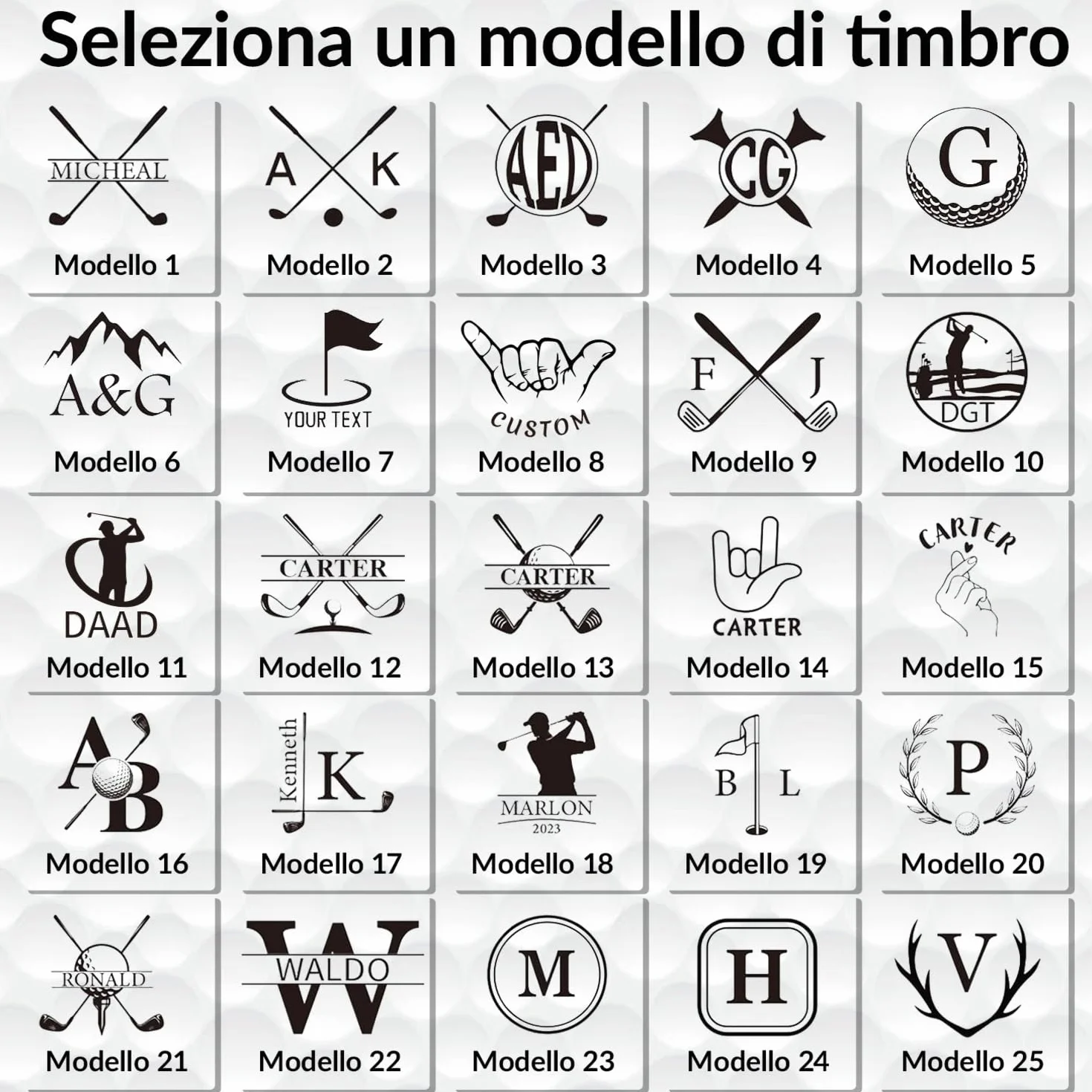 Timbro da Golfball Personalizzato – con Nome, Iniziali o Logo – Inchiostro Impermeabile Ricaricabile – Idea Regalo San Valentino per Golfisti, Uomo, papà