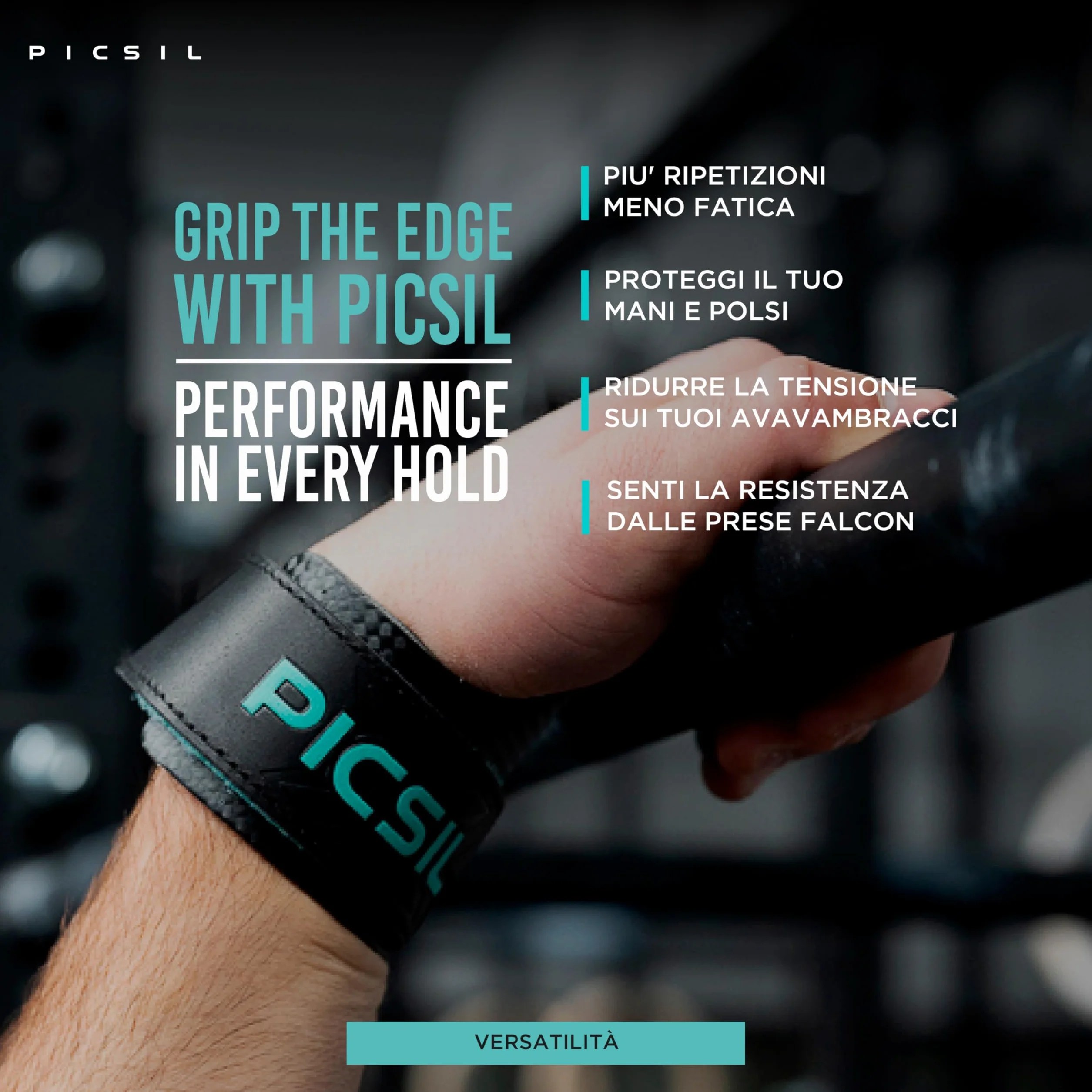 PICSIL Falcon Maniglie Senza Fori Fibra di Carbonio Grip Fitness Cross Training Sollevamento Pesi