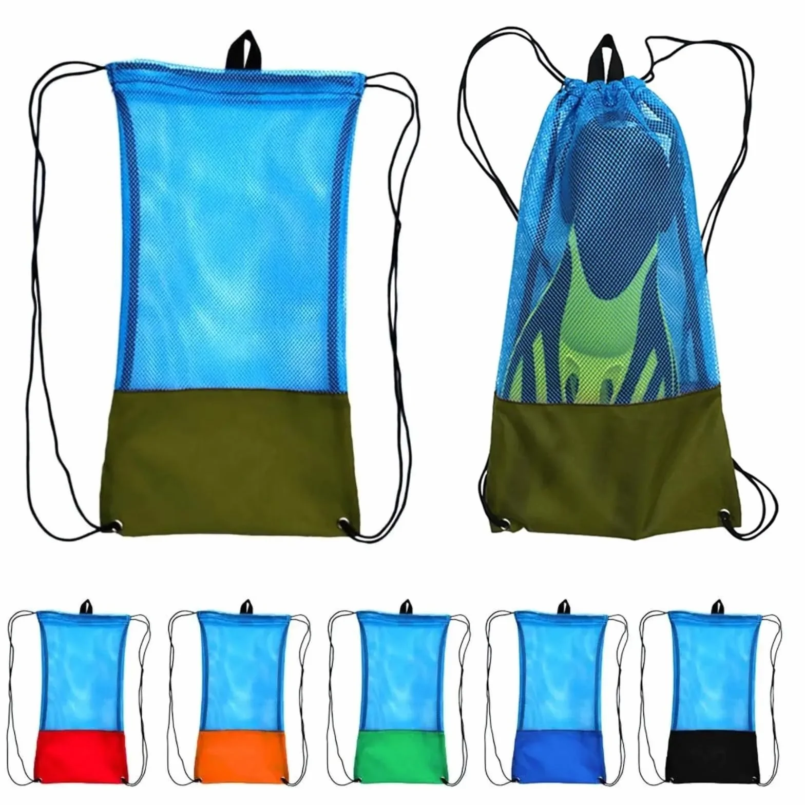 Borsa da nuoto in nylon resistente con coulisse per uomo donna bambino attrezzatura subacquea