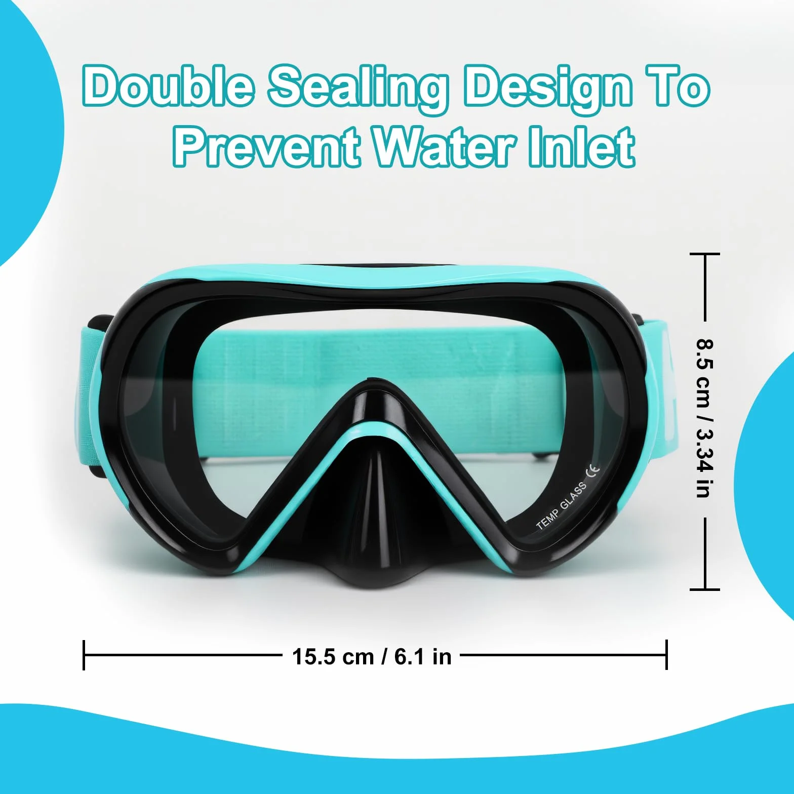 Maschera Immersione Bambini Cinturino Regolabile Morbido Tessuto Anti-Nebbia Anti-Perdite Panoramica 180°